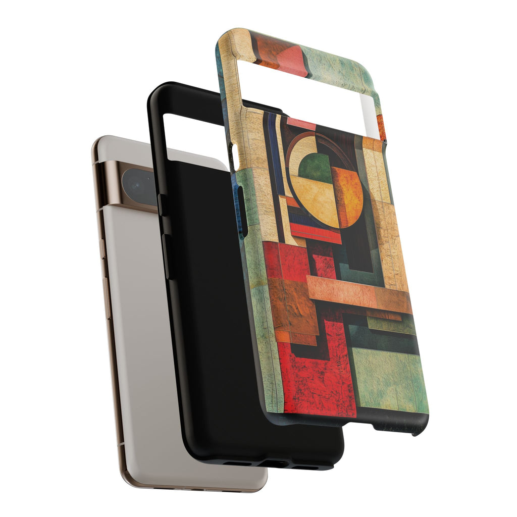 Tan Prairie Style Frank Lloyd Wright Usonian Phone Case Geometric Stained Glass Art Deco Marble Gold 13 14 15 16 iPhone Pro Max Galaxy Pixel