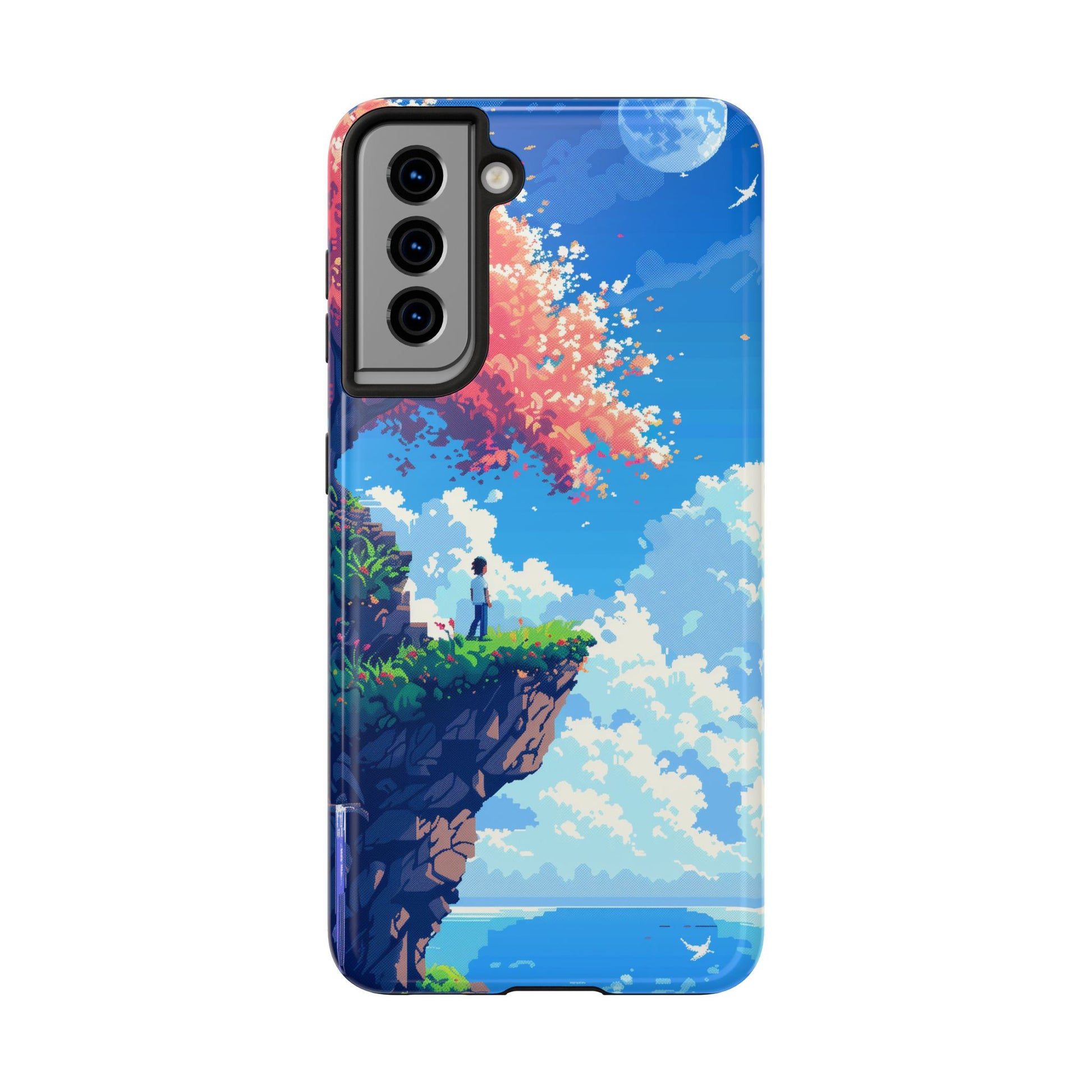 Pixel Art Video Game Landscapes Phone Case, Retro Gaming Pixelated Design, Geeky Gamer Phone Cover, Unique Video Game Art Accessories