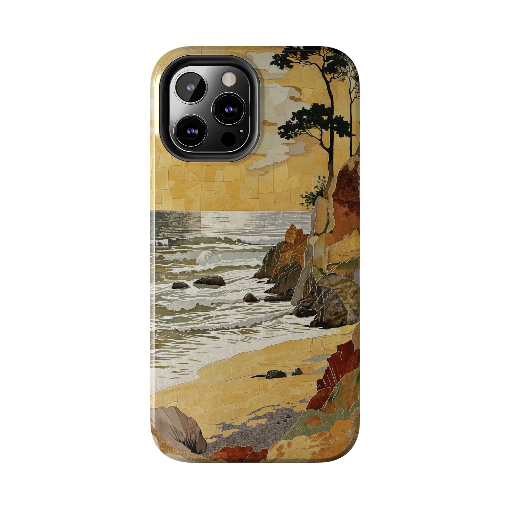 Retro Beach Scene Phone Case, Vintage Tropical Ocean iPhone Case, Summer Beach Phone Cover for iPhone, iphone 15 pro max