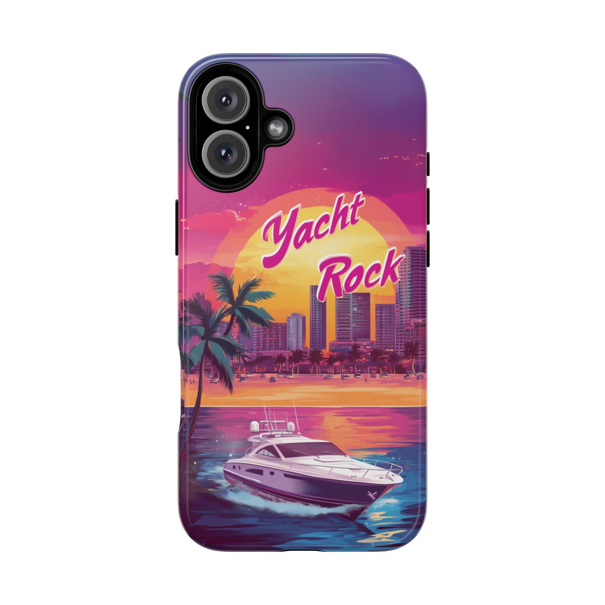 Custom Yacht Rock Phone Case iPhone 13 14 15 16 Pro Max Sunset Cruise Harbor Miami Vice Yacht Rock Gift Boating Captain South Beach Surfing