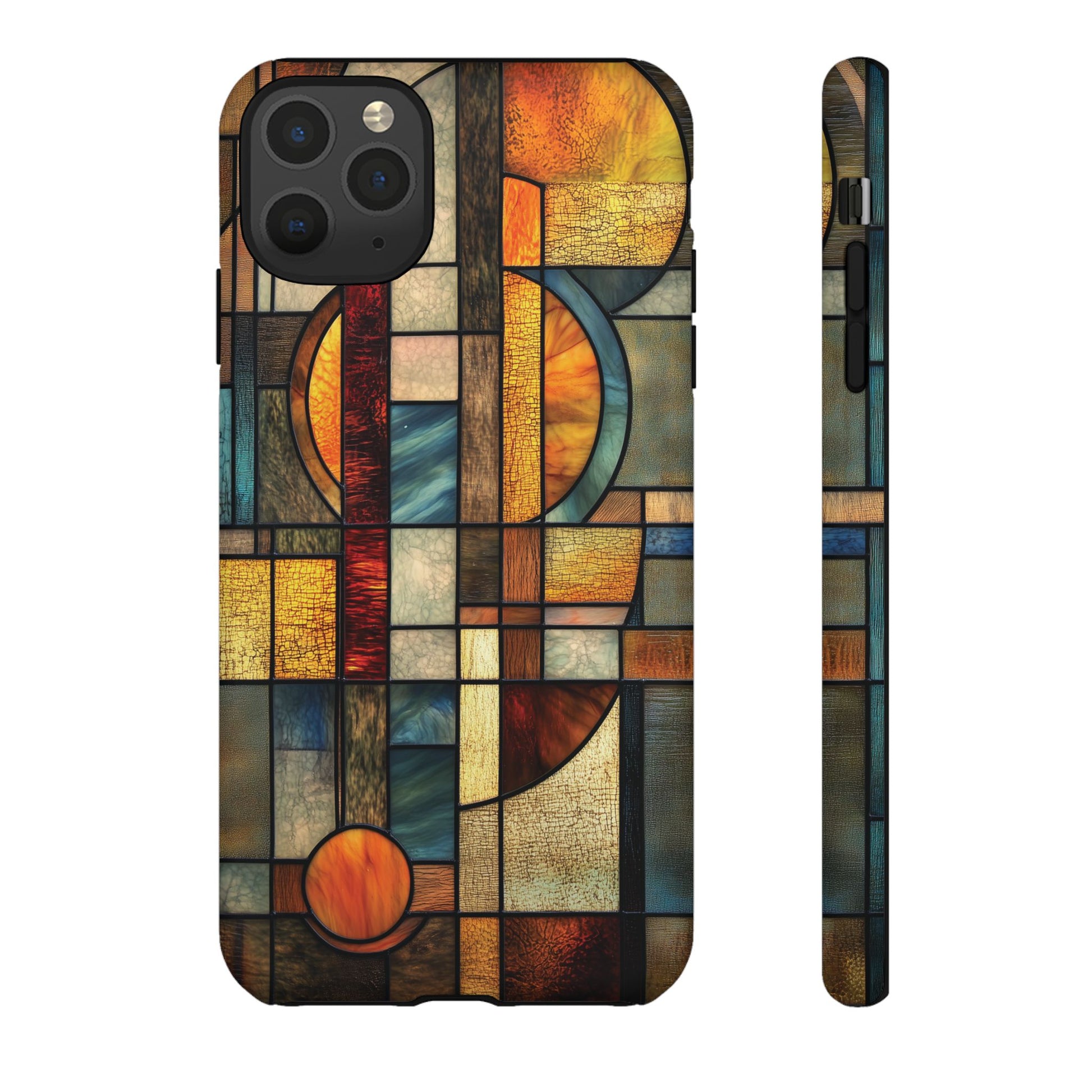 Art Deco Mosaic Stained Glass Phone Case Frank Lloyd Wright Cottage Core Usonian Prairie Style Geometric Stylish  iPhone 14 15 16 Pro