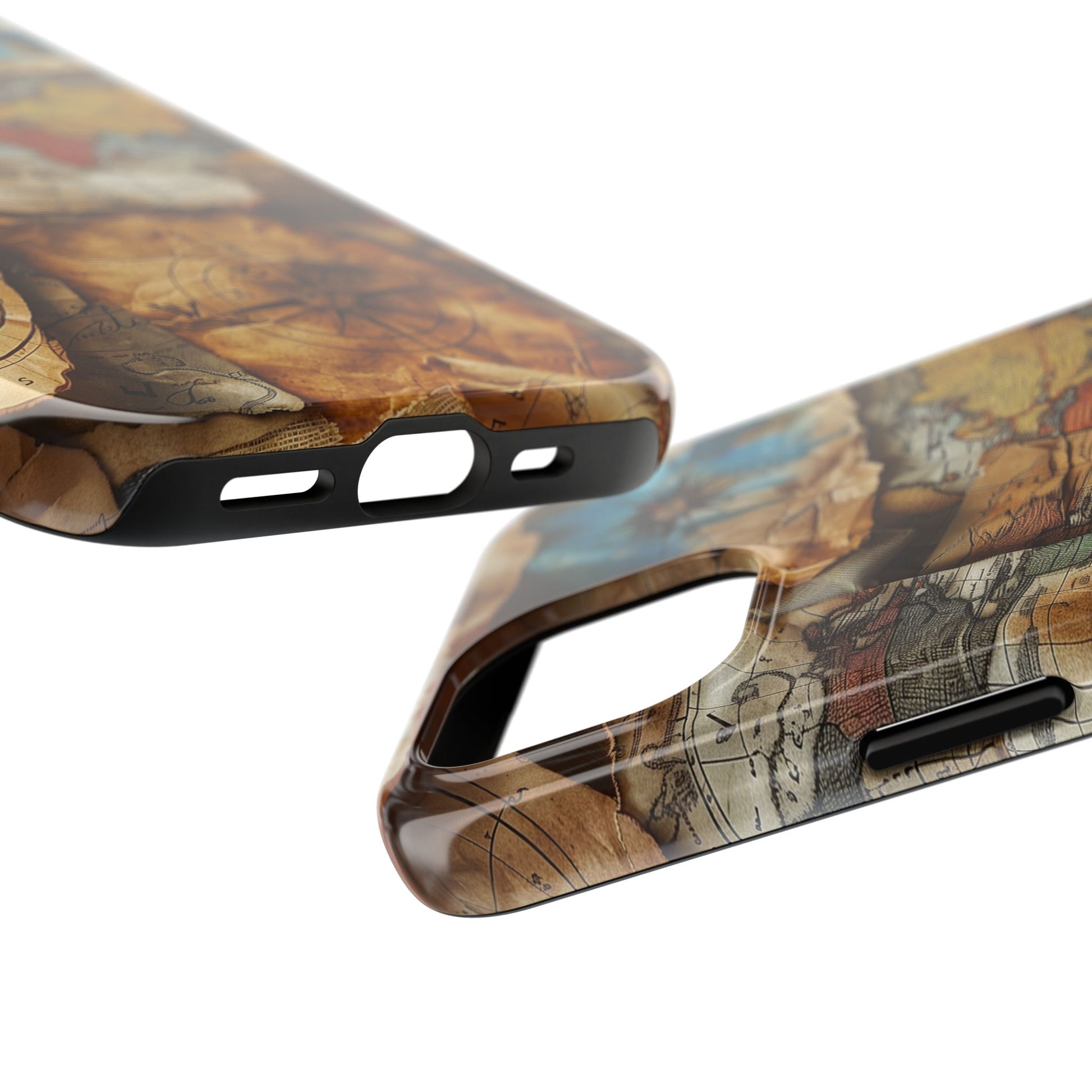 Double Layer Map Phone Case - Protective Phone Case Vintage Map Design - Durable Dual Layer Case with Map Print - Travel Inspired Phone Case