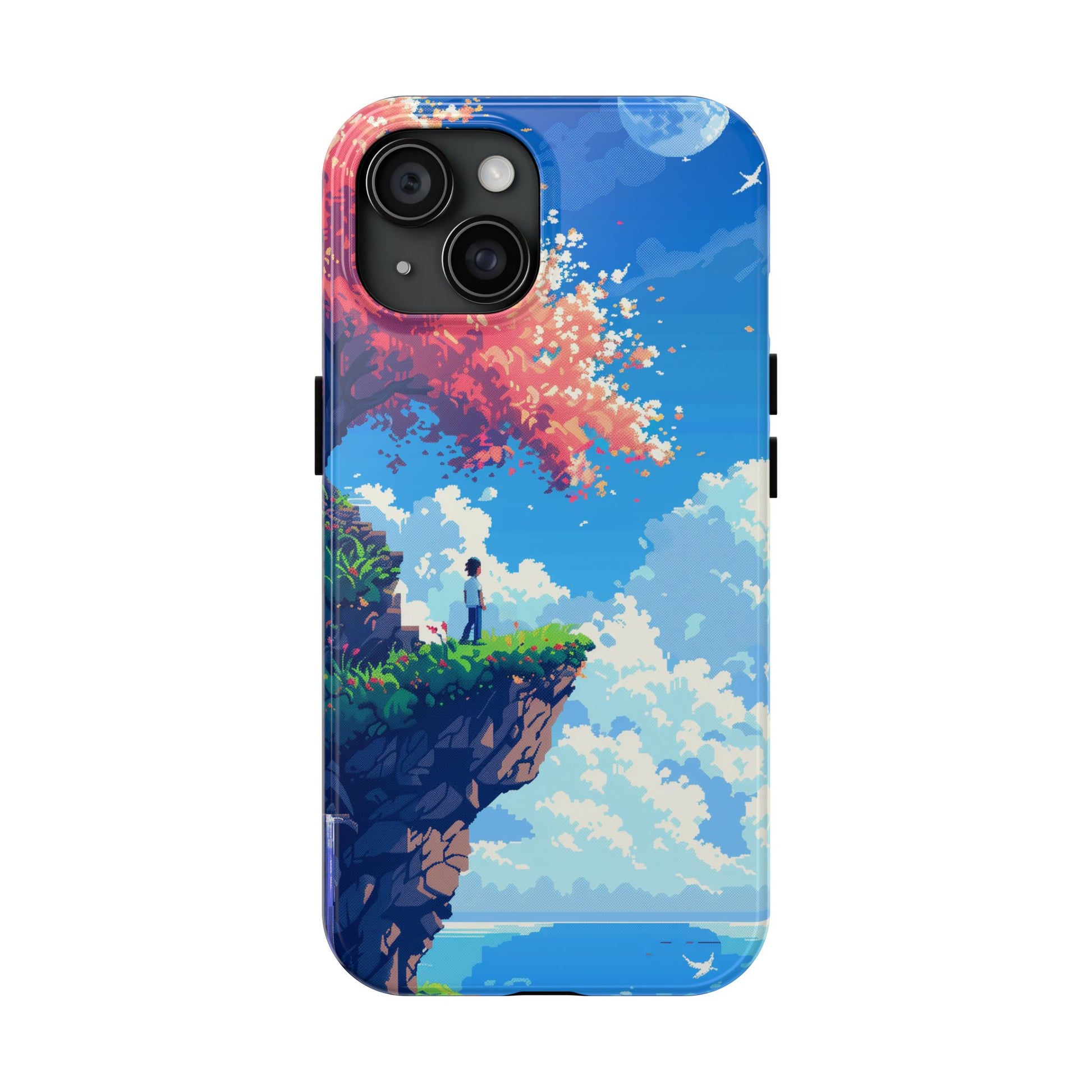 Pixel Art Video Game Landscapes Phone Case, Retro Gaming Pixelated Design, Geeky Gamer Phone Cover, Unique Video Game Art Accessories