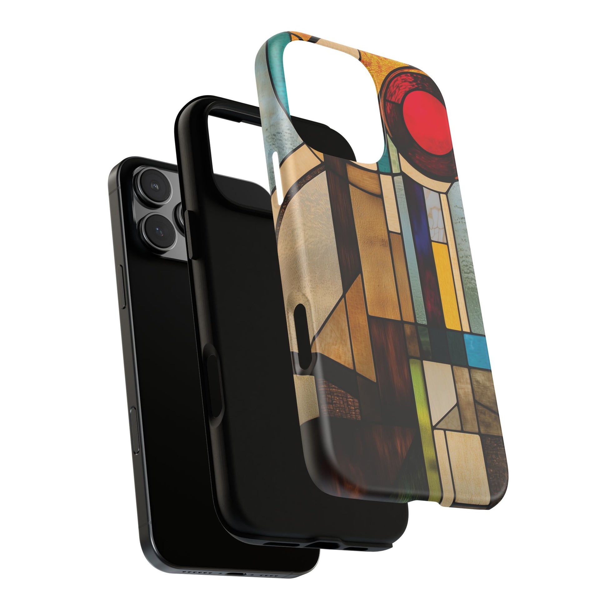Stained Art Deco Glass Phone Case Frank Lloyd Wright Cottage Core Usonian Prairie Style Geometric Stylish  iPhone 14 15 16 Pro
