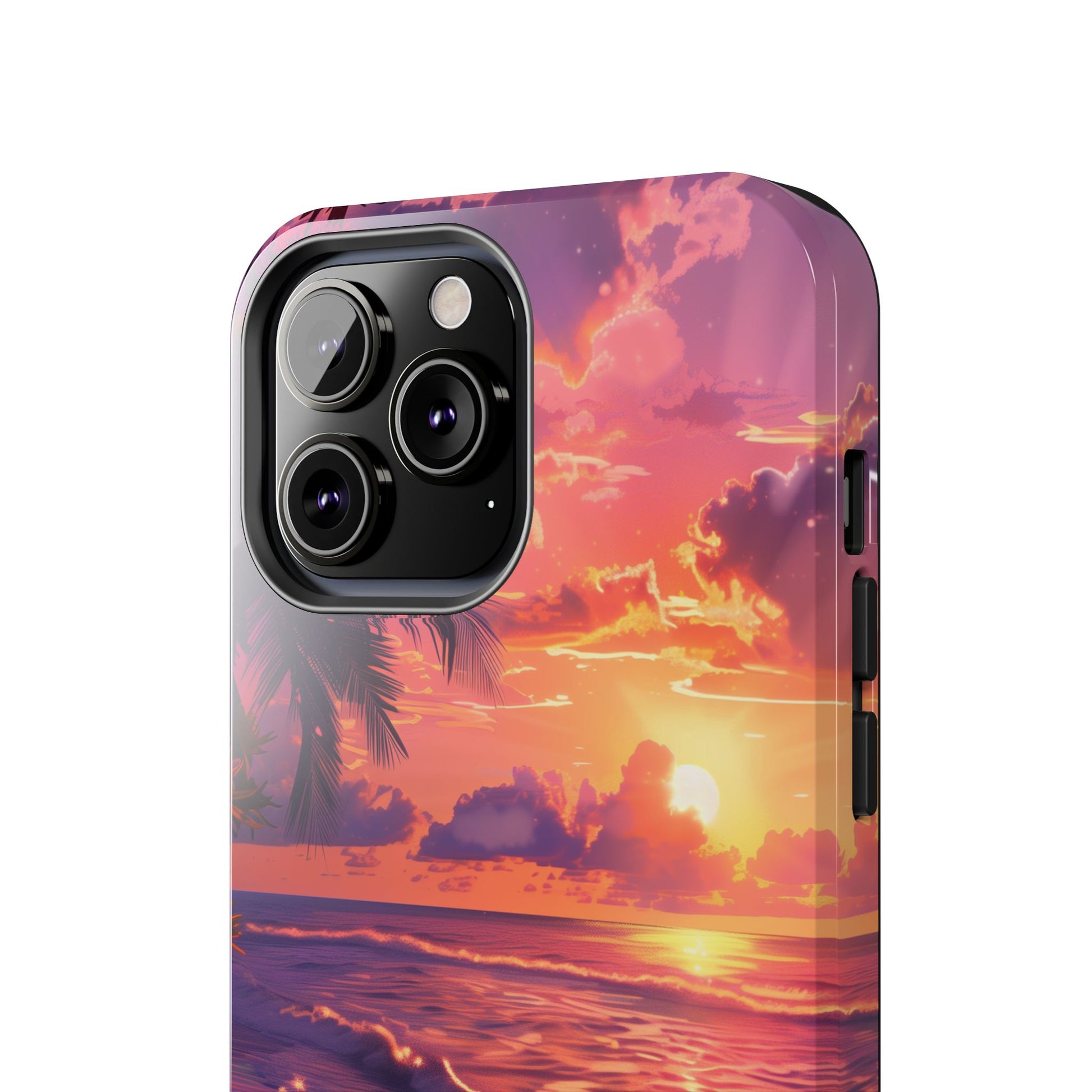 Tough Beach Scene Sunrise - Durable Case Lisa Frank Inspired Beach Art - Vibrant Beach Design - Colorful Phone Case for Beach Lovers