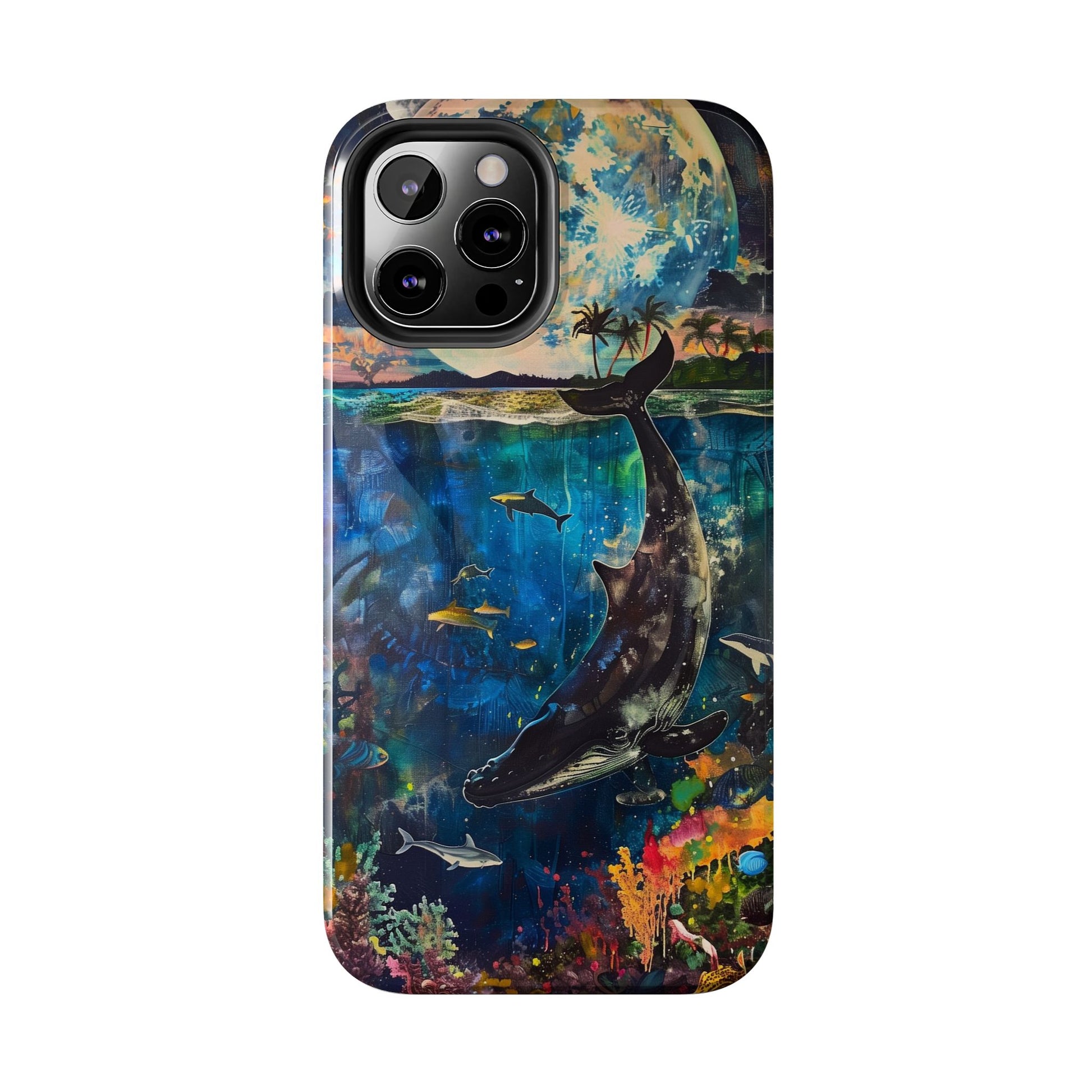 Abstract Moonlit Whale Underwater Phone Case - Durable and Stunning Protective Cover
