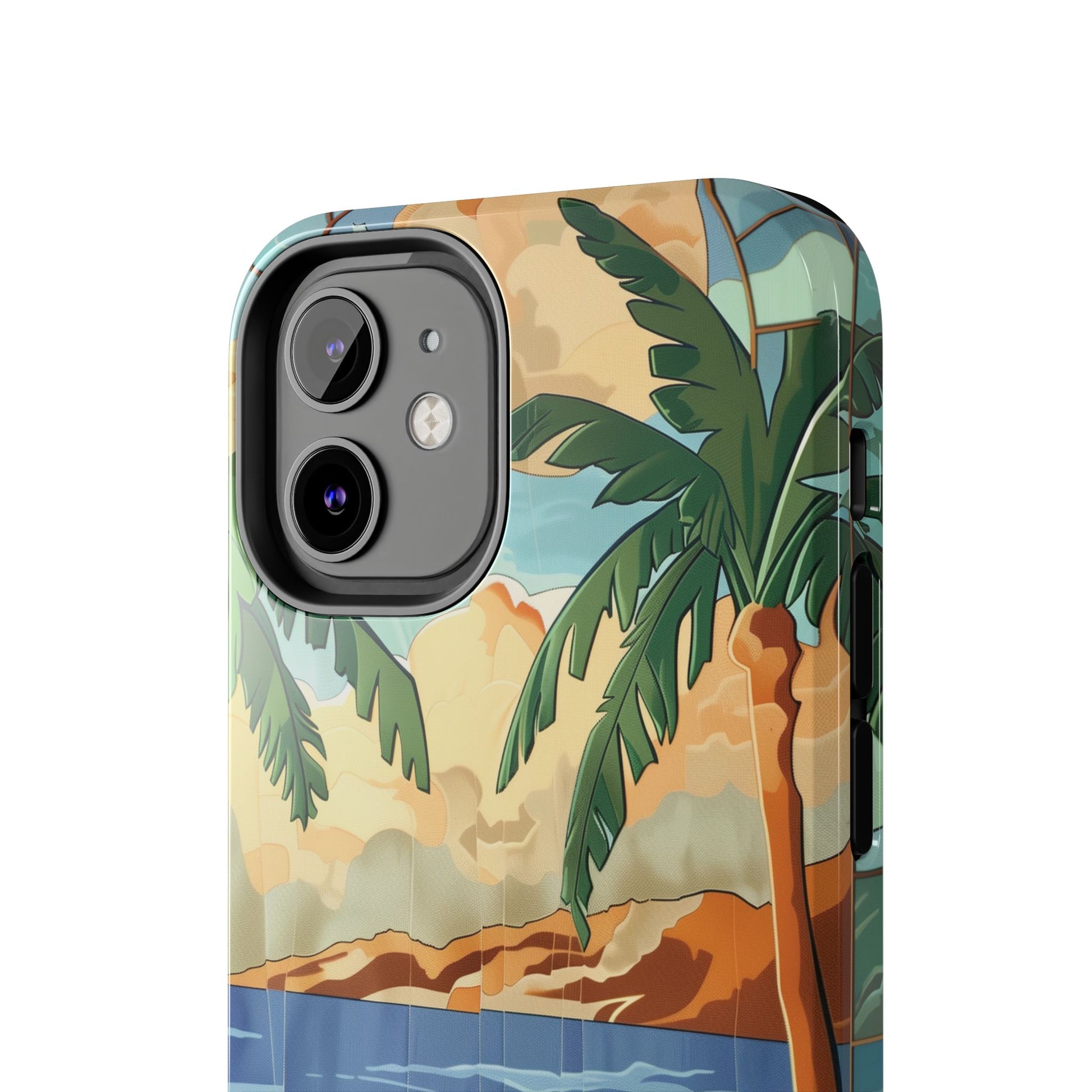 Retro Beach Scene Phone Case, Vintage Tropical Ocean iPhone Case, Summer Beach Phone Cover for iPhone, iphone 15 pro max