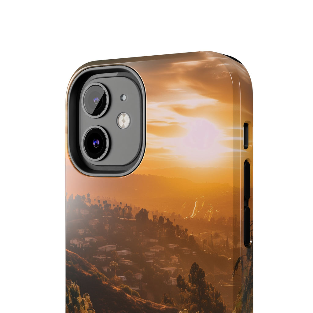 Los Angeles Sunset iPhone Case, Golden Hour Scenic View, Hollywood Hills Sunset Phone Case, Palm Trees Phone Case, iphone 15 pro max case