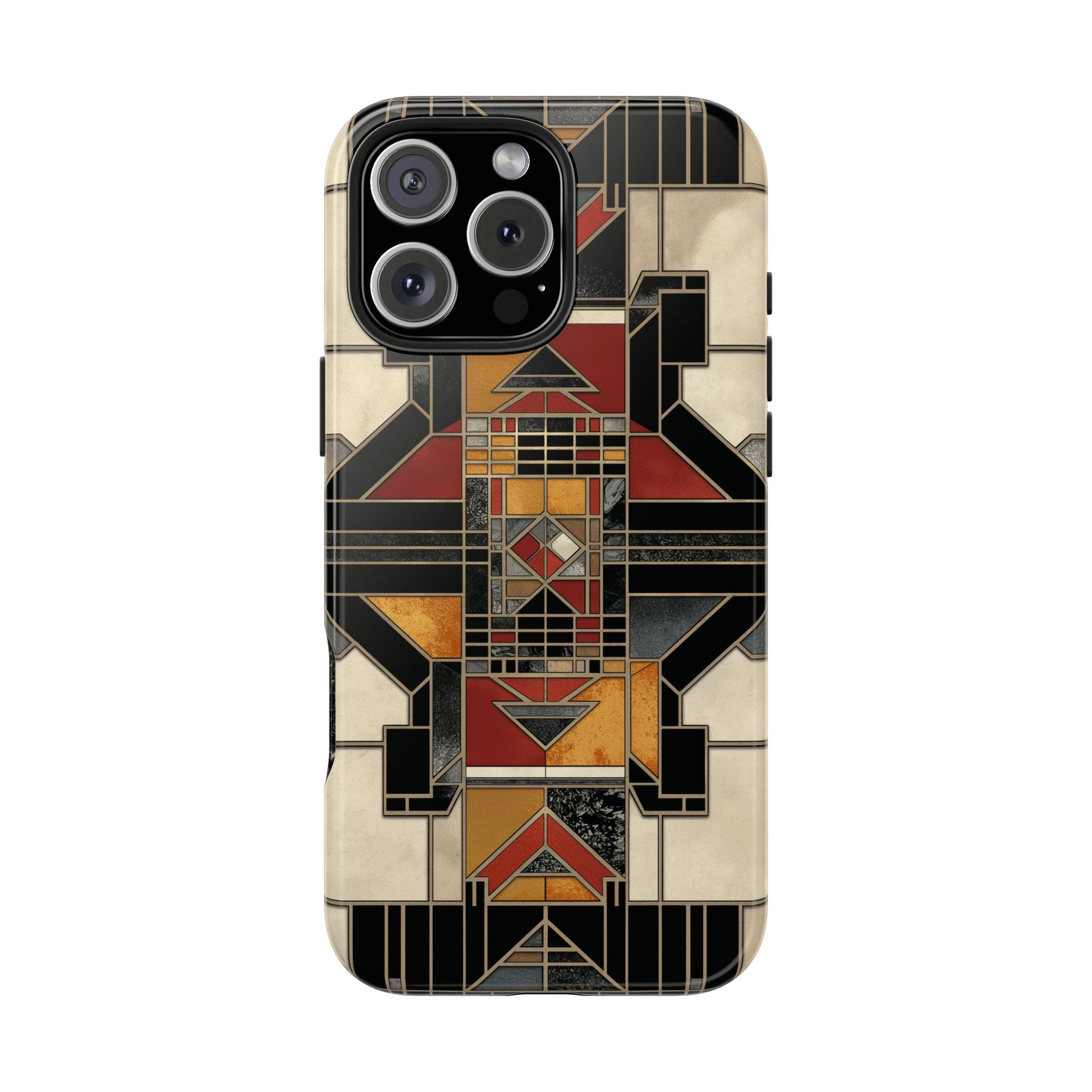 Frank Lloyd Wright Inspired Stained Glass Phone Case - Geometric Elegance for iPhone Models