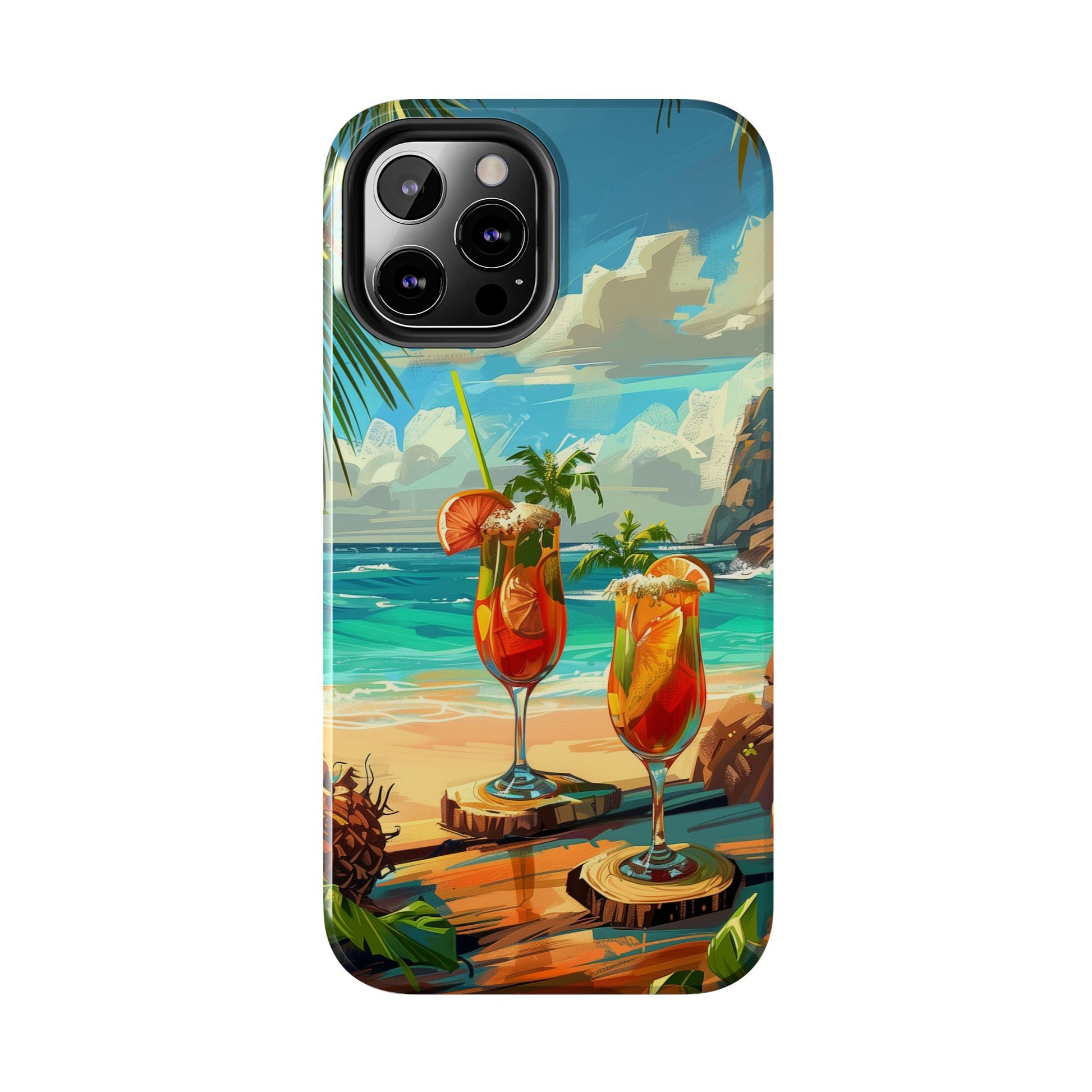 Retro Beach Scene Phone Case, Vintage Tropical Ocean iPhone Case, Summer Beach Phone Cover for iPhone, iphone 15 pro max