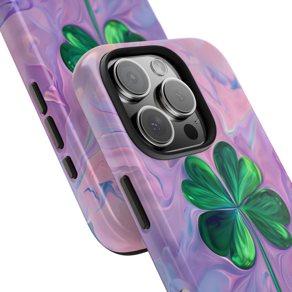 St Patrick's Day Lucky Phone Case Four Leaf Clover Durable Phone Case Good Luck Charm Protective iPhone 13 14 15 16 Pro Max Plus Galaxy