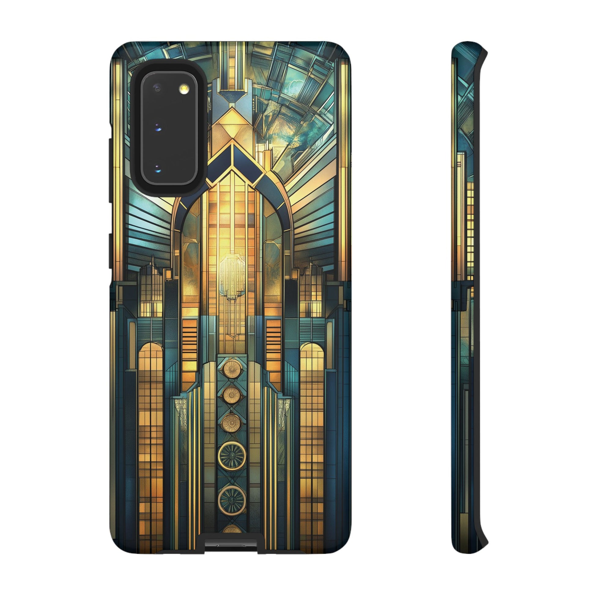 Phone Case Art Deco City Frank Lloyd Wright Teal Gold Protective Covers, Stylish Accessories, Great Gatsby Noir Nouveau iPhone 14 15 16 Pro