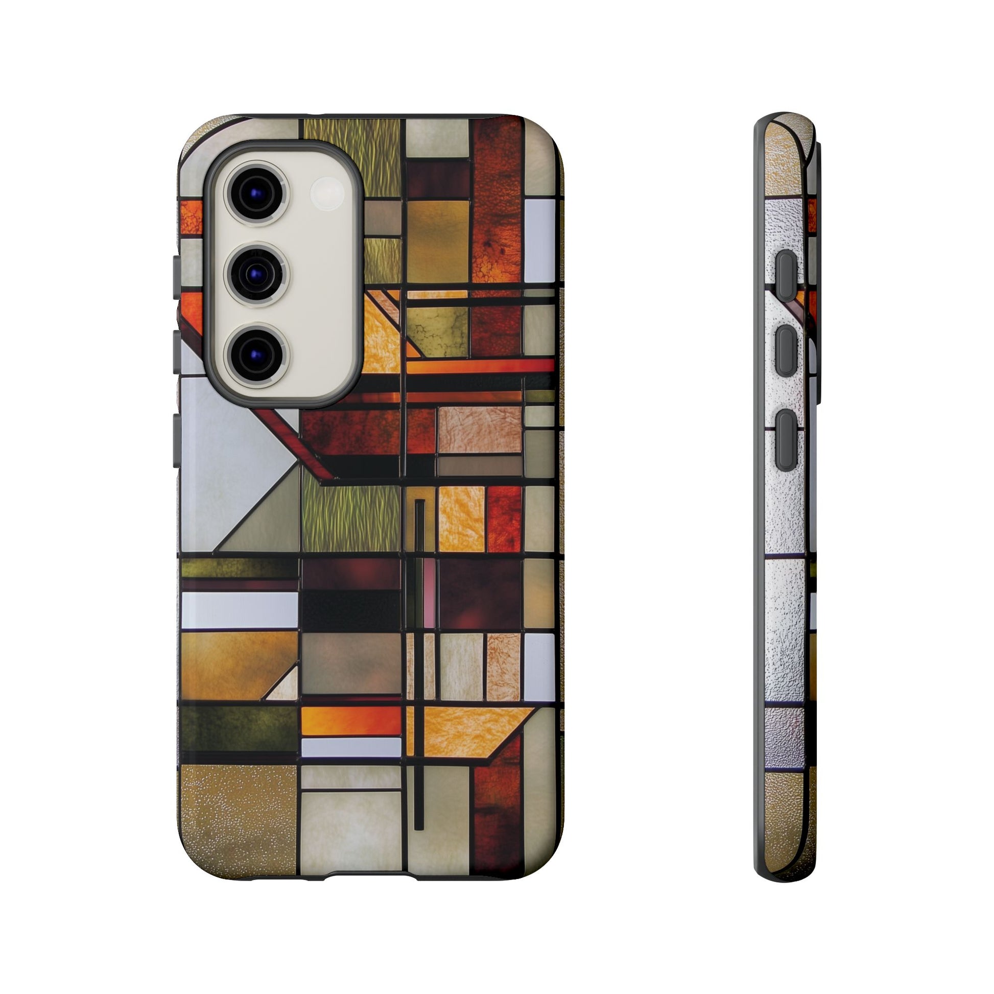 Stained Glass Phone Case Art Deco Frank Lloyd Wright Cottage Core Usonian Prairie Style Geometric Stylish  iPhone 14 15 16 Pro