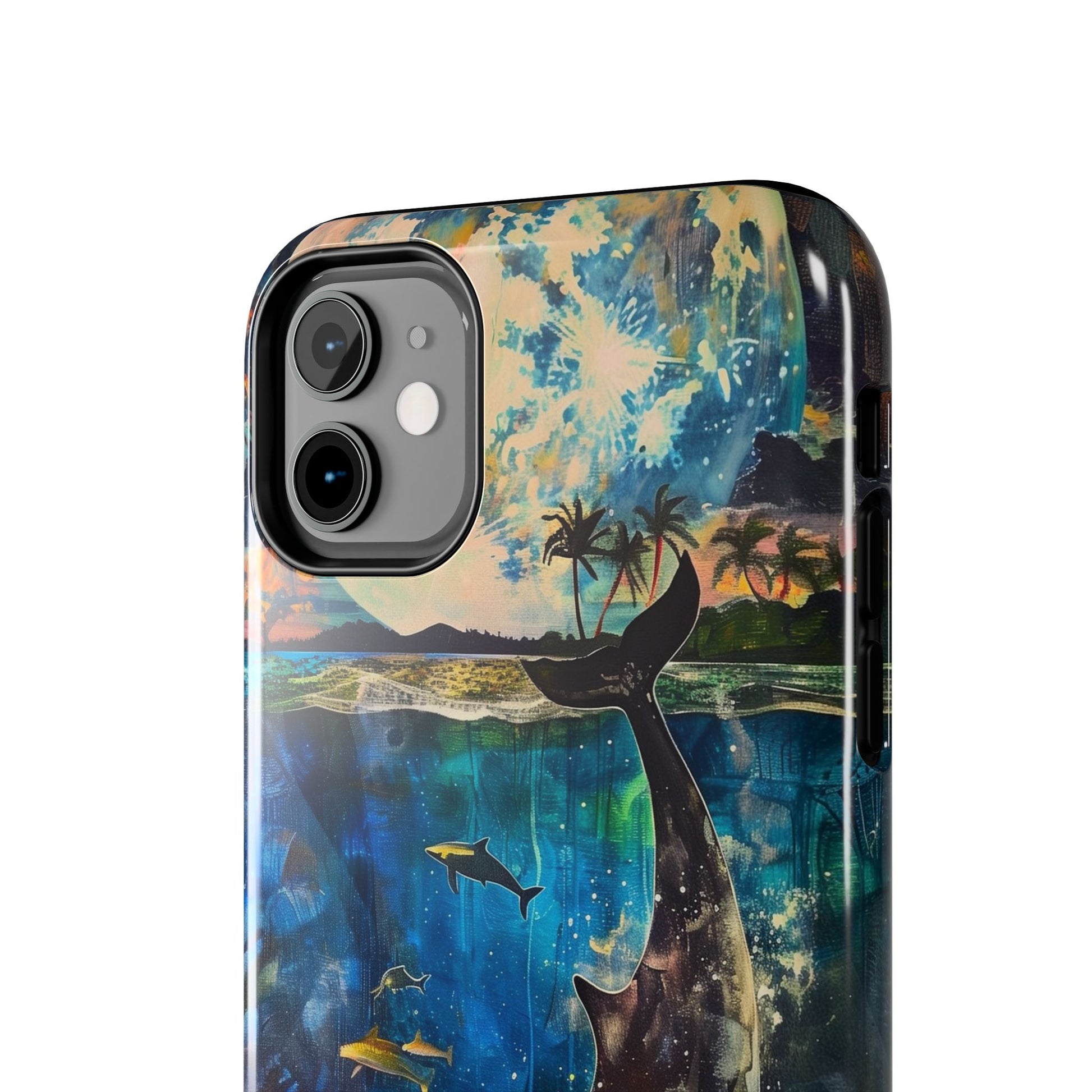 Abstract Moonlit Whale Underwater Phone Case - Durable and Stunning Protective Cover