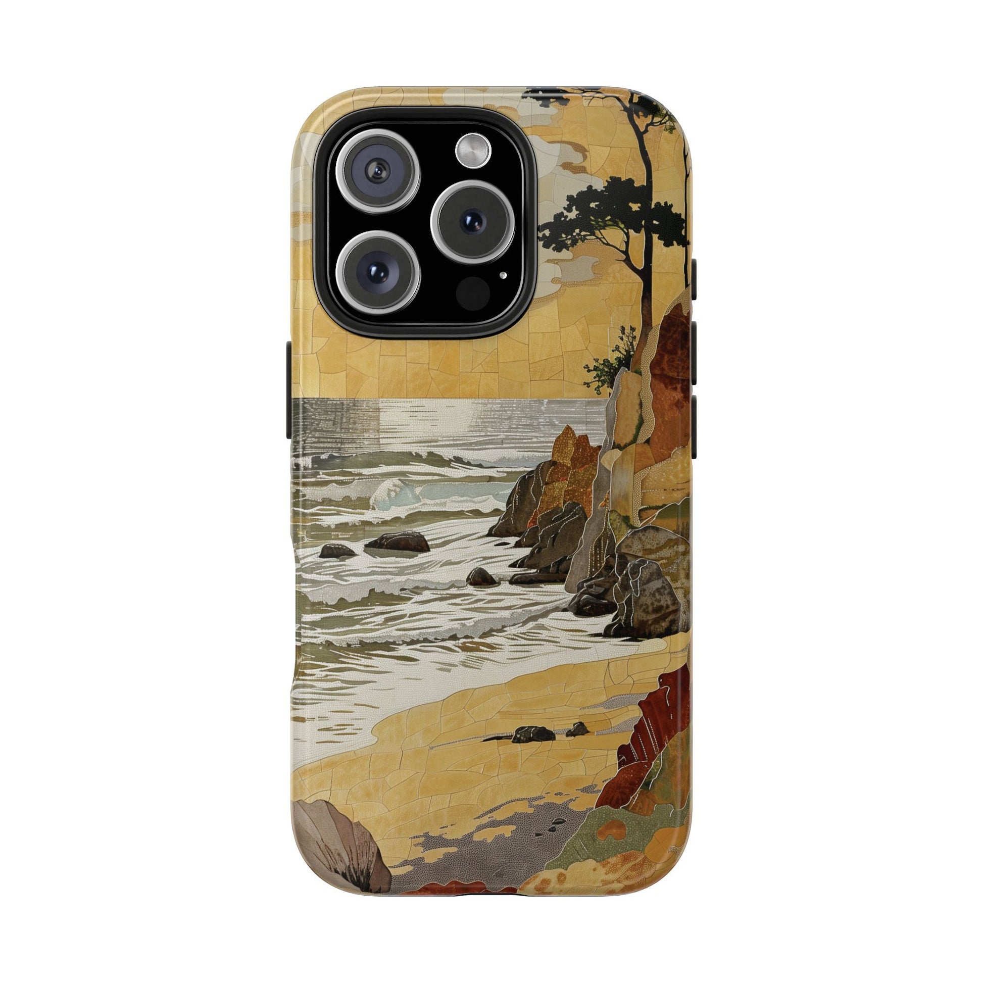 Retro Beach Scene Phone Case, Vintage Tropical Ocean iPhone Case, Summer Beach Phone Cover for iPhone, iphone 15 pro max