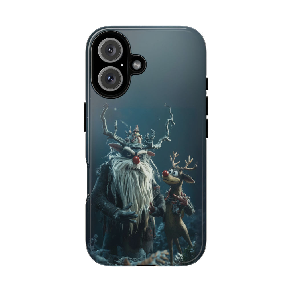 Christmas Rudolph Red Nose Reindeer Krampus Rankin Bass 3D Phone Case Festive Snowflakes iPhone 13 14 15 16 Pro Max Galaxy Pixel