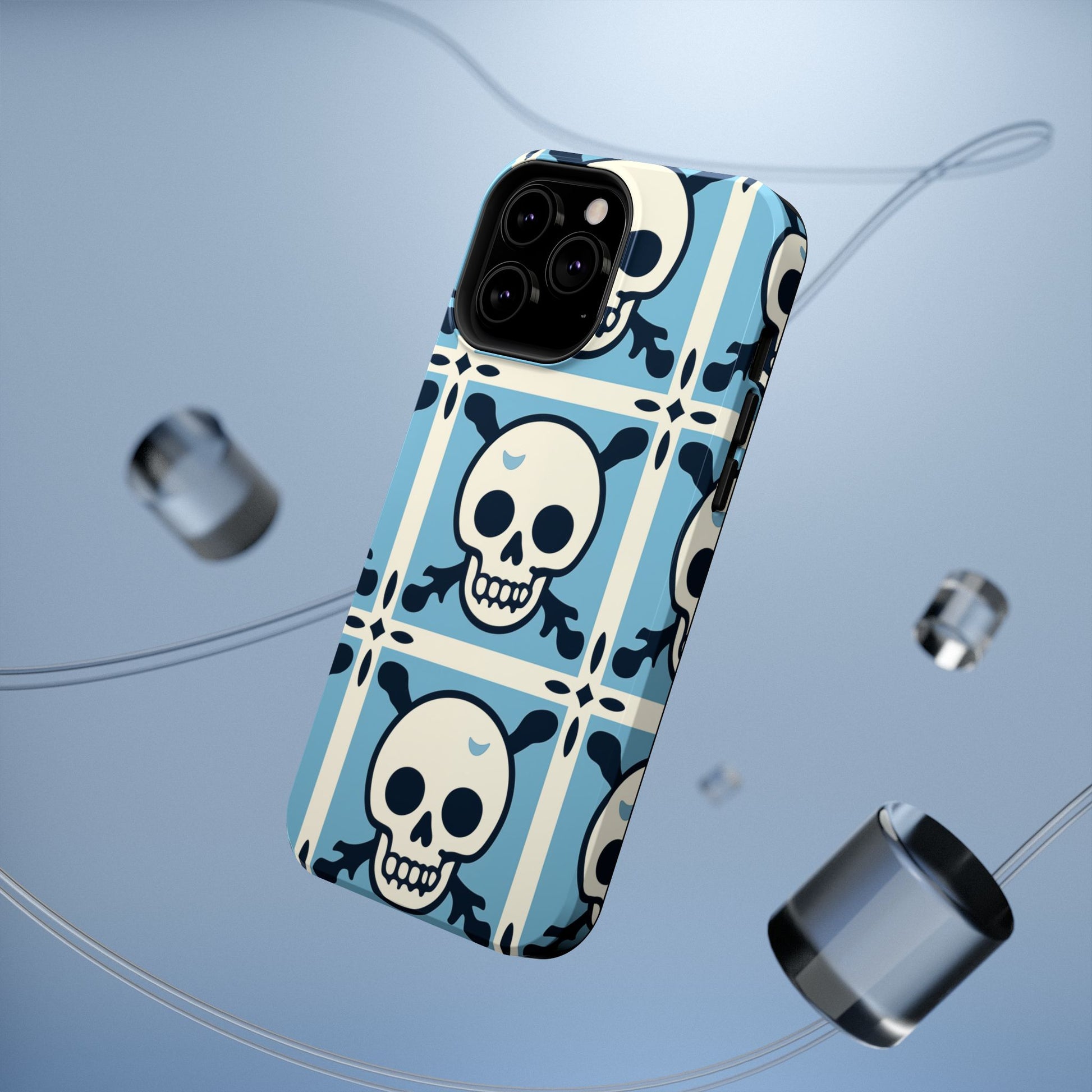 Cute Skull Phone Case Sugar Skull Ghingham Impact-Resistant Cover Goth Skull, Halloween Gift iphone 13 14 15 16 Pro Max
