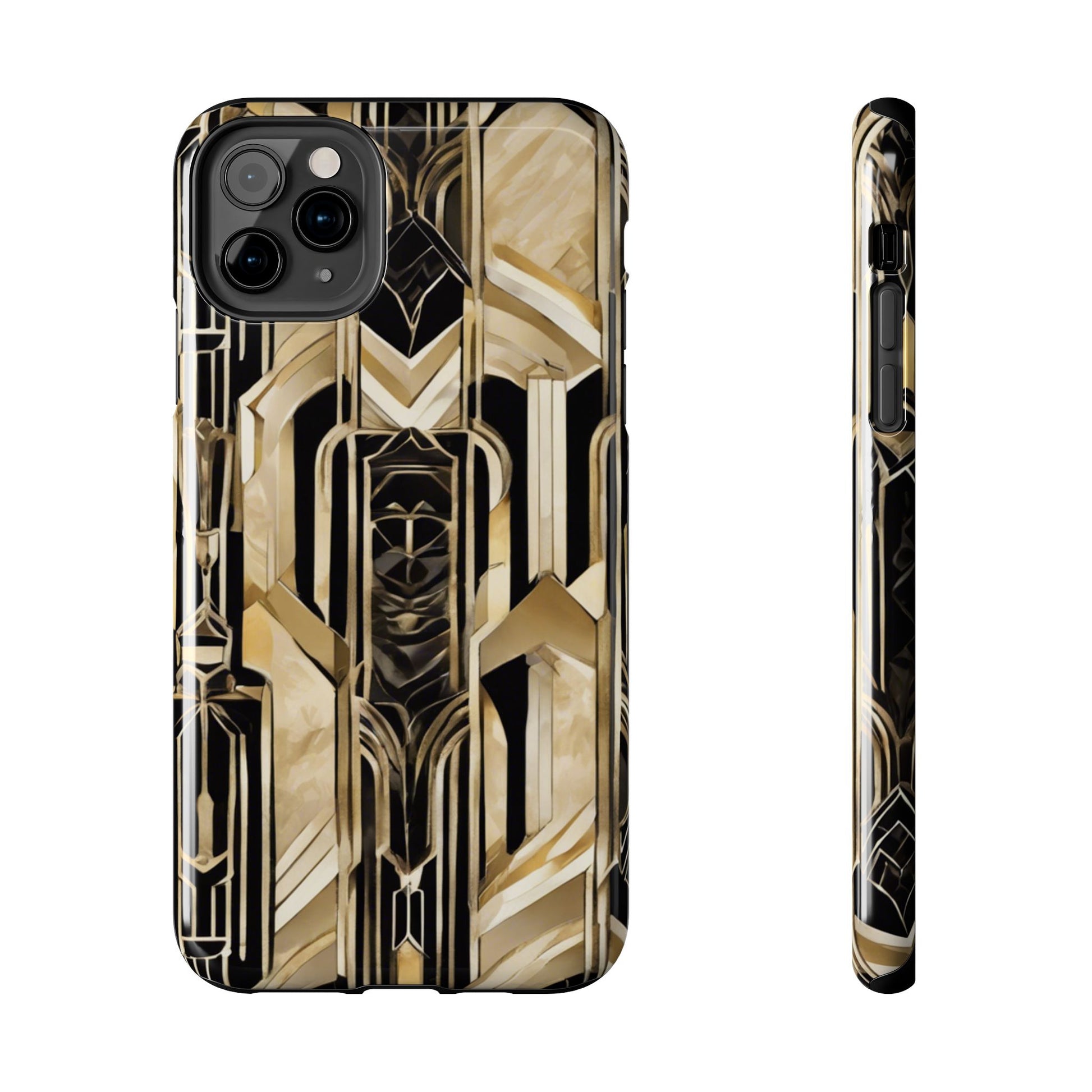 Gold Art Deco Inspired Durable Phone Case - Stylish and Sturdy Protection for Your Device