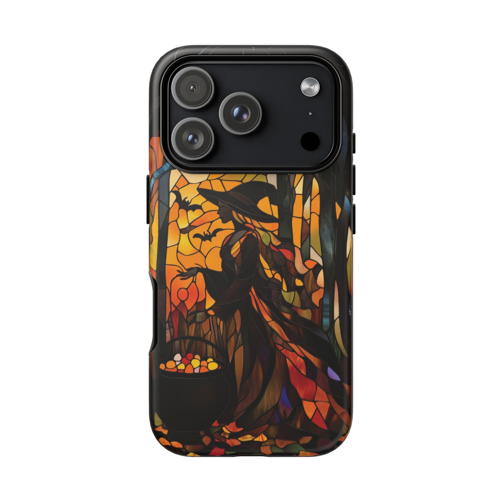 Dark Academia Halloween Witch Stained Glass Style