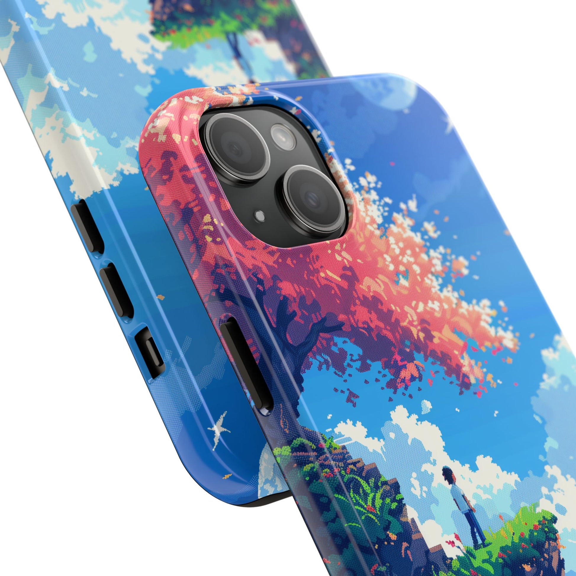 Pixel Art Video Game Landscapes Phone Case, Retro Gaming Pixelated Design, Geeky Gamer Phone Cover, Unique Video Game Art Accessories