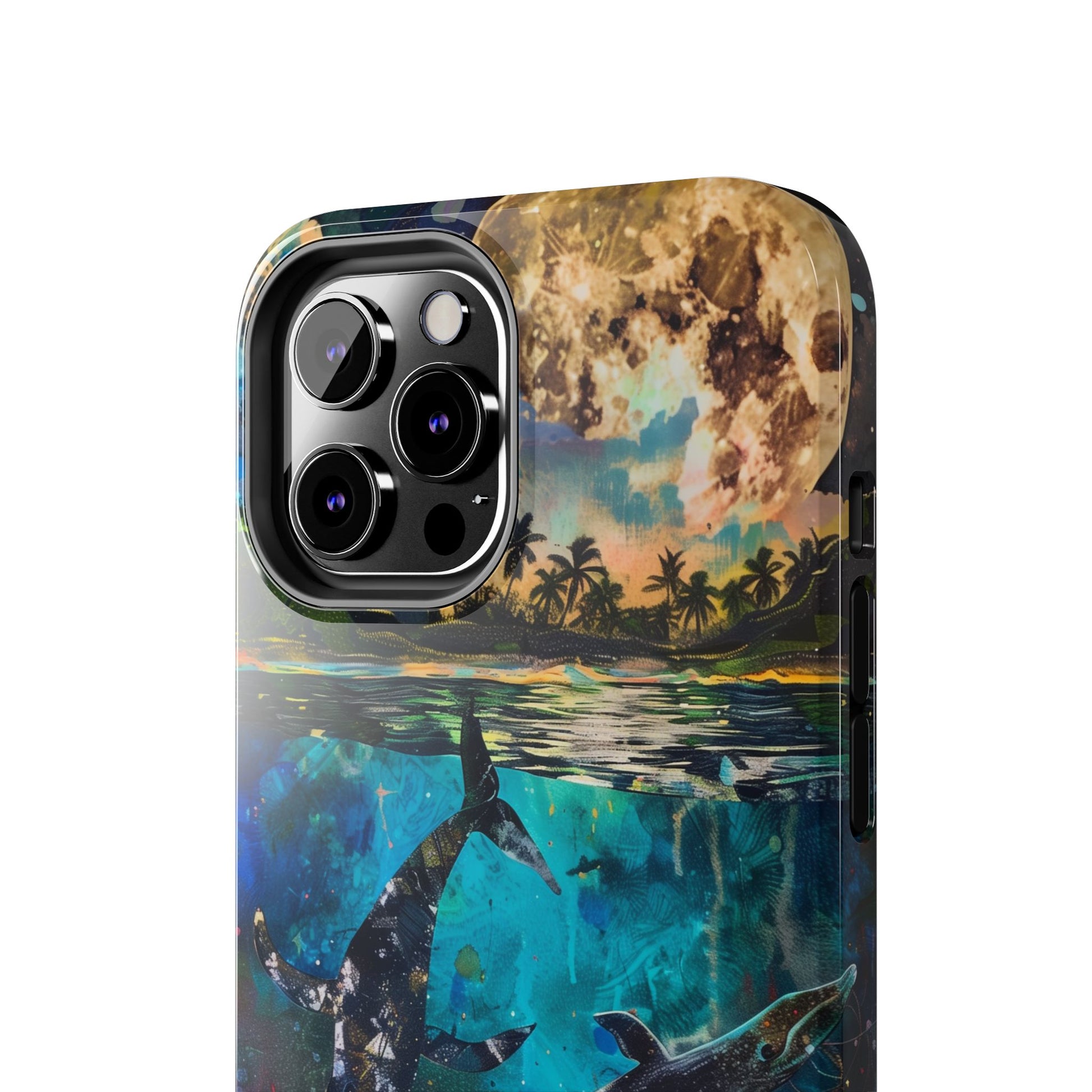 Abstract Moonlit Whales Underwater Phone Case - Durable and Stunning Protective Cover
