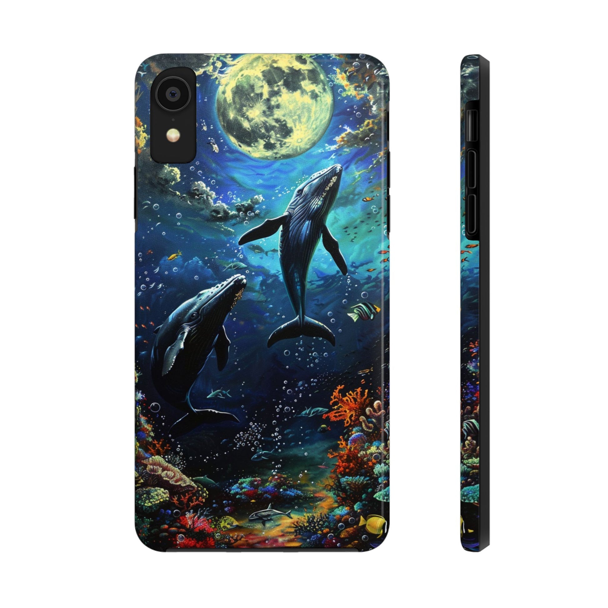 Moonlit Whales Underwater Phone Case - Durable and Stunning Protective Cover