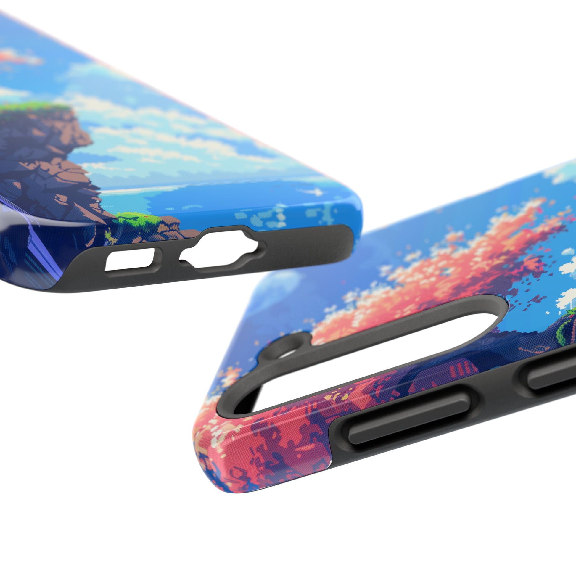 Pixel Art Video Game Landscapes Phone Case, Retro Gaming Pixelated Design, Geeky Gamer Phone Cover, Unique Video Game Art Accessories