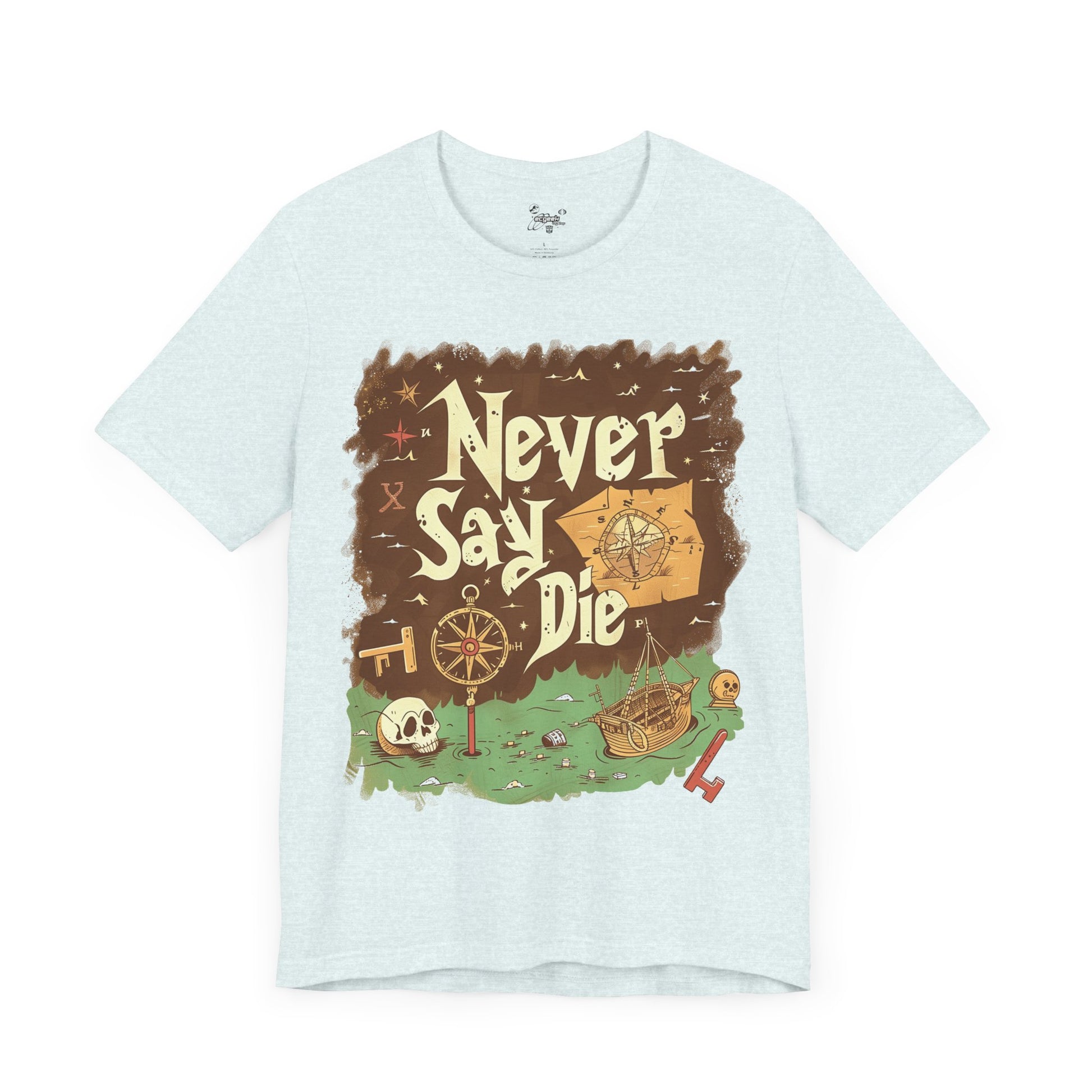 Never Say Die Goonies Inspired Treasure Hunt Shirt Pirate Map Graphic Tee Retro Movie Shirt 80s Movie Lovers