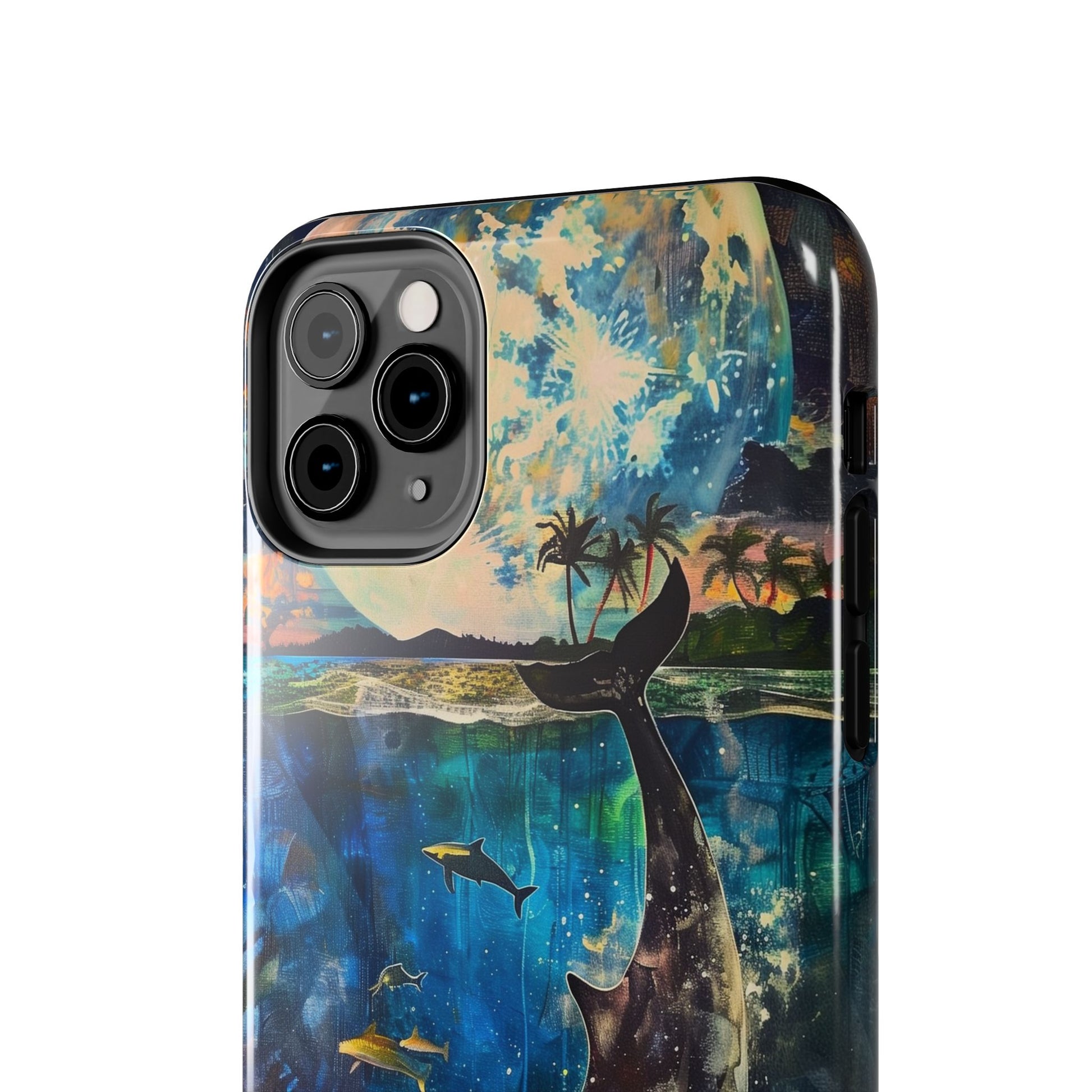 Abstract Moonlit Whale Underwater Phone Case - Durable and Stunning Protective Cover