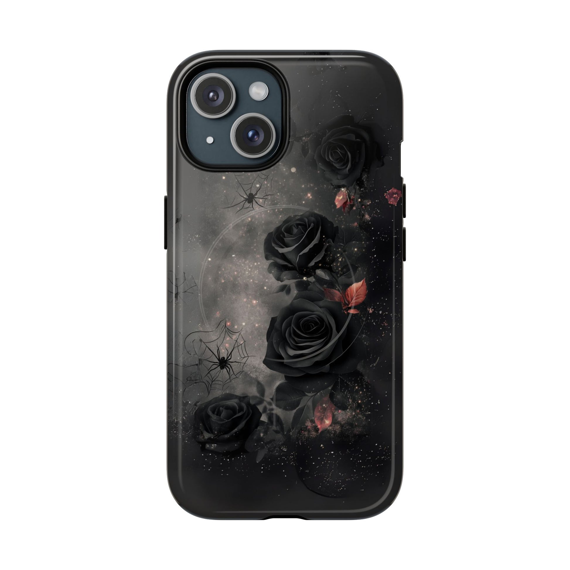 Magsafe Gothic Floral Phone Case Dark Academia Black Roses Spider Webs Butterflies Witchcraft Night Sky iPhone 14 15 Pro Max