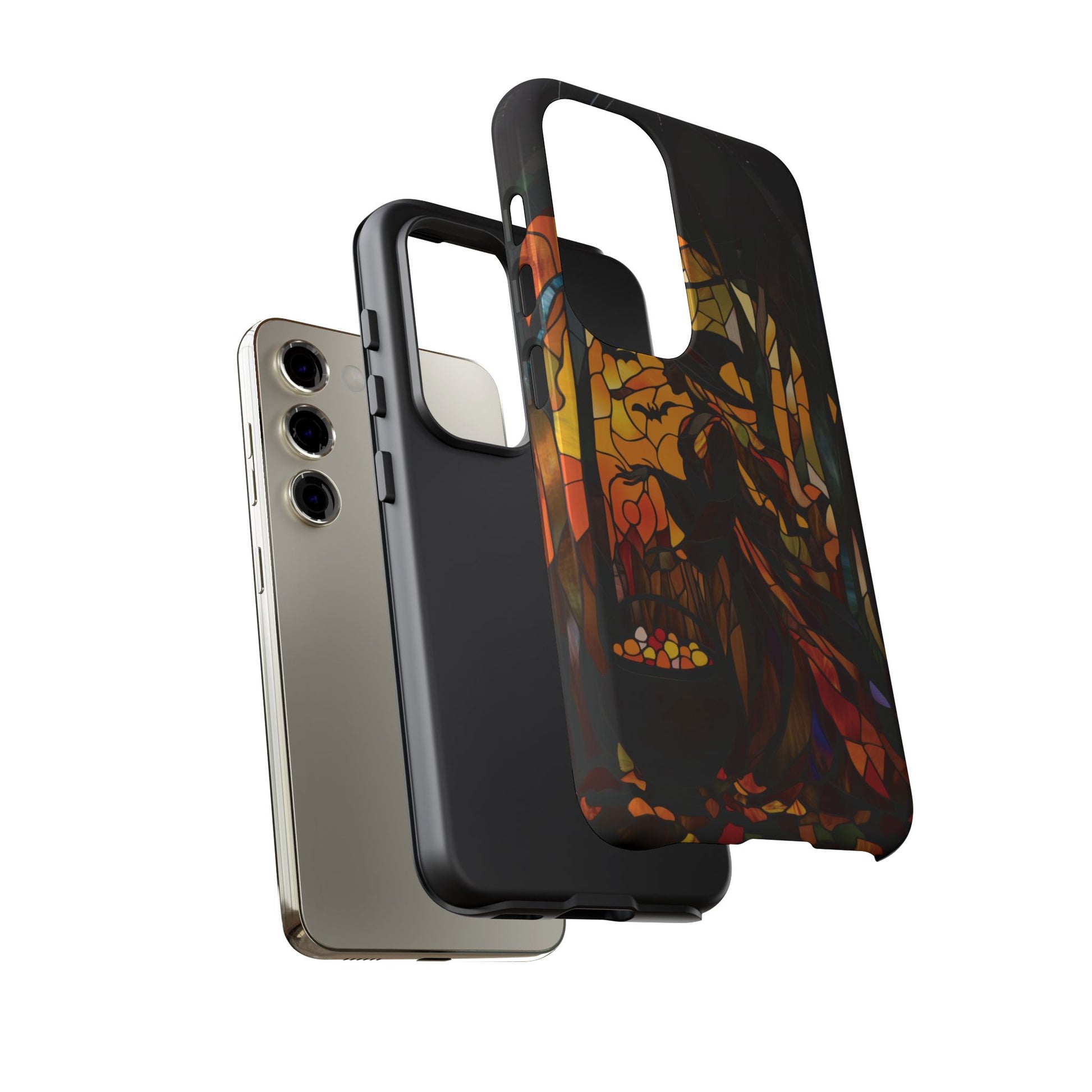 Halloween Witch Stained Glass Effect Dark Academia Spooky Fall Witchy Pumpkin Bats Seasonal Fall Mosaic Case iPhone 13 14 15 16 Pro Max