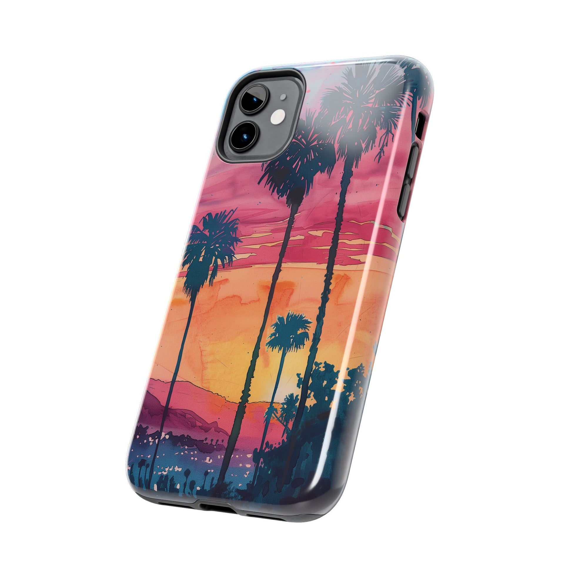 Los Angeles Sunset iPhone Case, Golden Hour Scenic View, Hollywood Hills Sunset Phone Case, Palm Trees Phone Case, iphone 15 pro max case