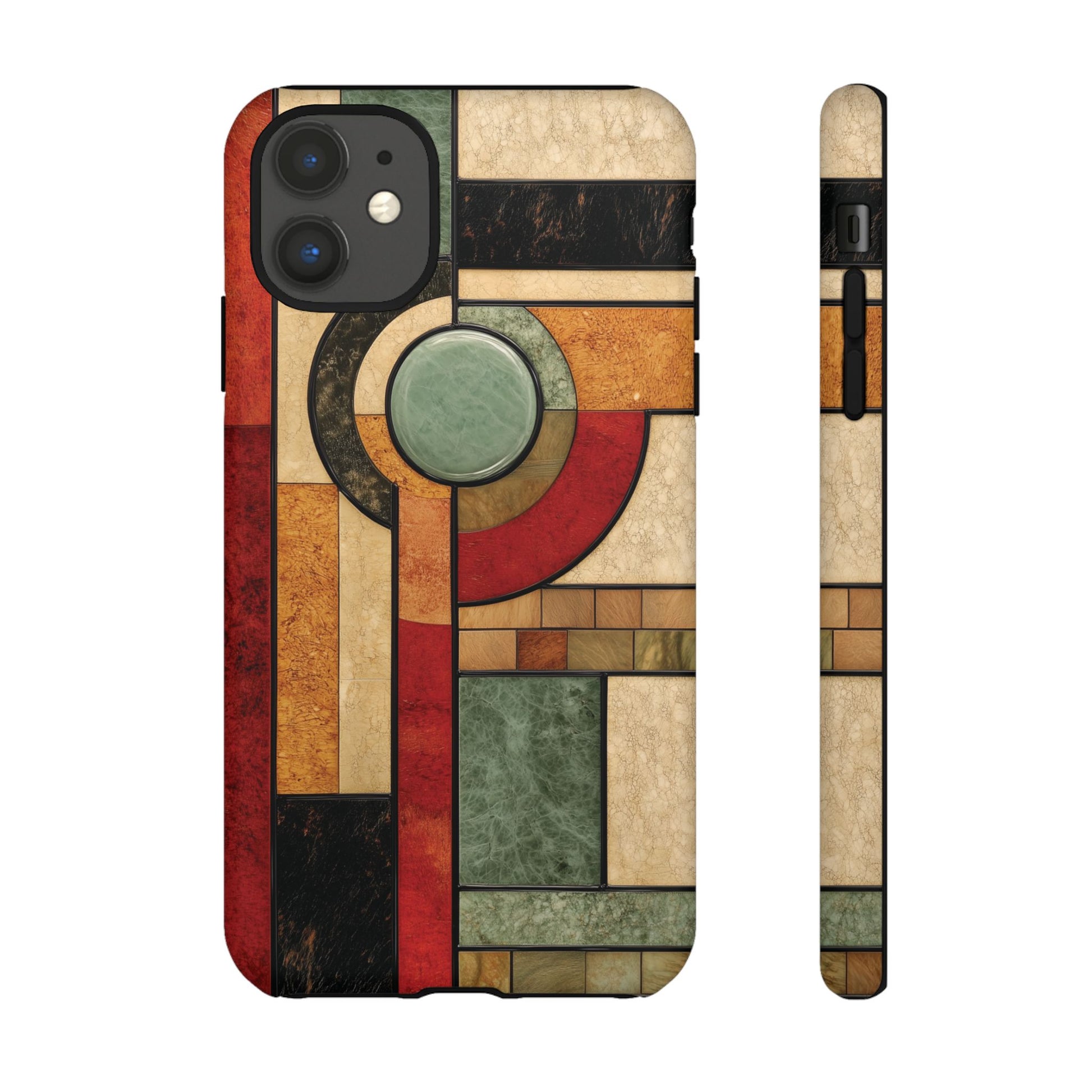 Stone Prairie Frank Lloyd Wright Usonian Phone Case Geometric Stained Glass Art Deco Marble Gold 13 14 15 16 iPhone Pro Max Galaxy Pixel