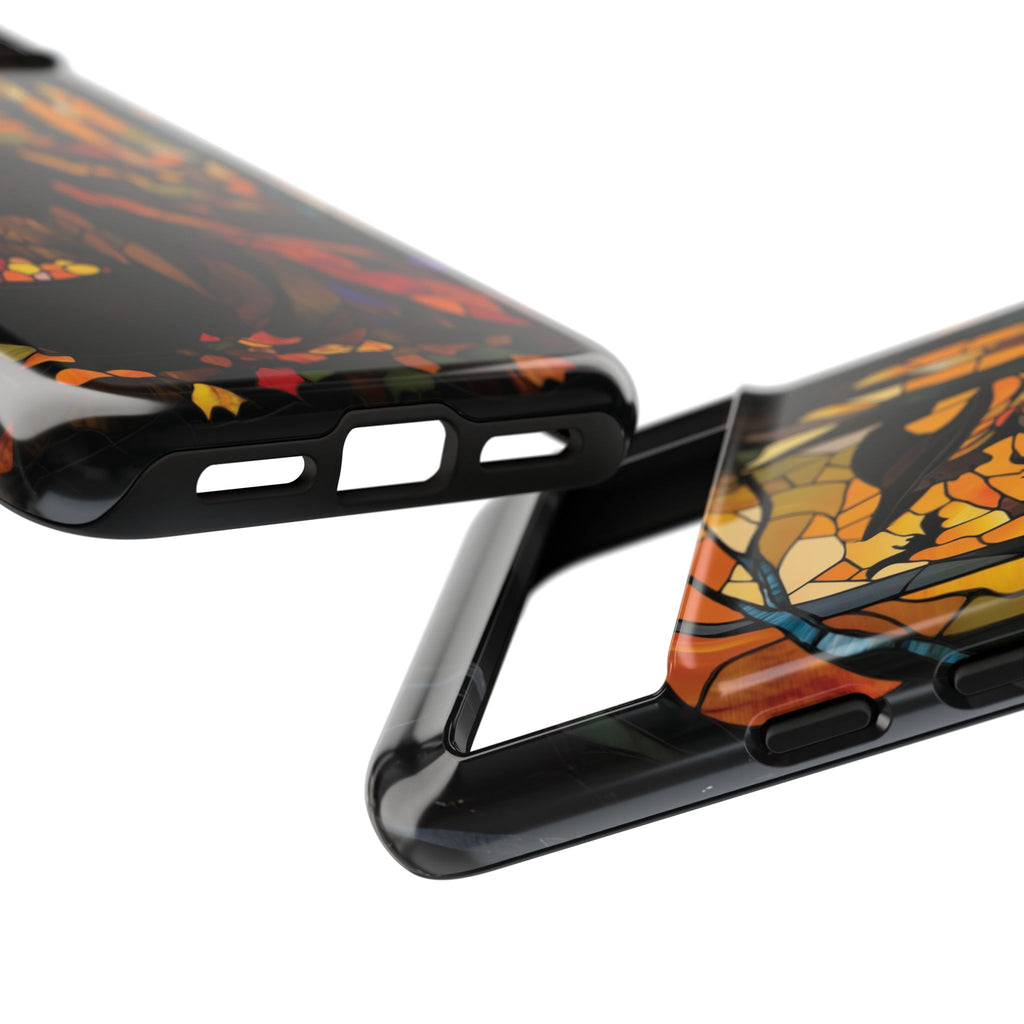 Halloween Witch Stained Glass Effect Dark Academia Spooky Fall Witchy Pumpkin Bats Seasonal Fall Mosaic Case iPhone 13 14 15 16 Pro Max