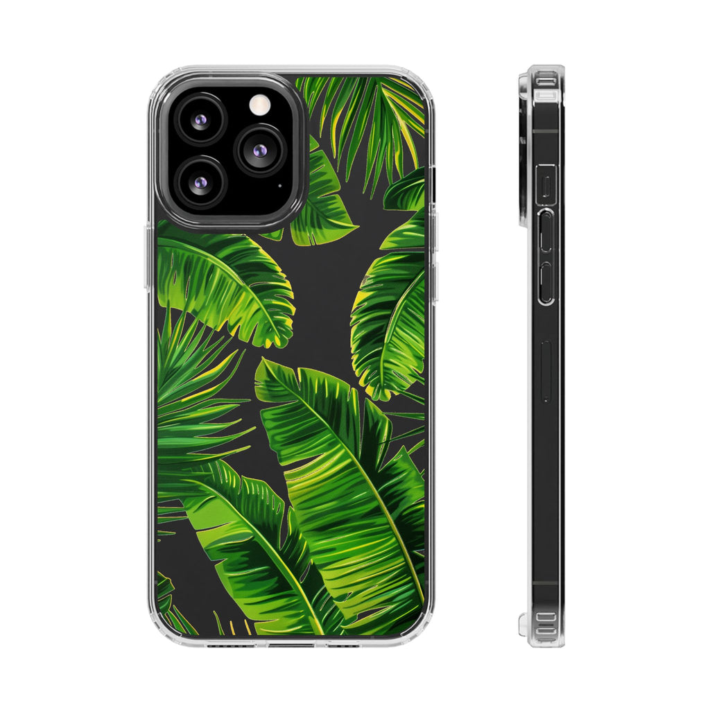 Custom Clear Palm Tree Leaf Phone Case, Palm Frond Phone Case, Tropical Leaf Design Summer Boho Chic iPhone 13 14 15 16 Pro Max Galaxy S24
