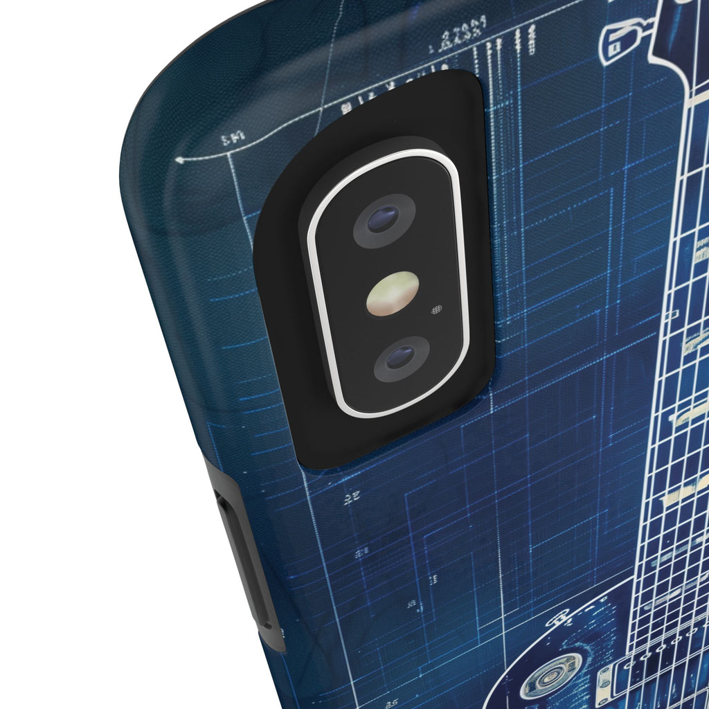 Guitar Phone Case, Guitar Blueprint iPhone Cover, Vintage Guitar Design, Custom iPhone Covers, Rock Music Phone Accessories, Musician Gift