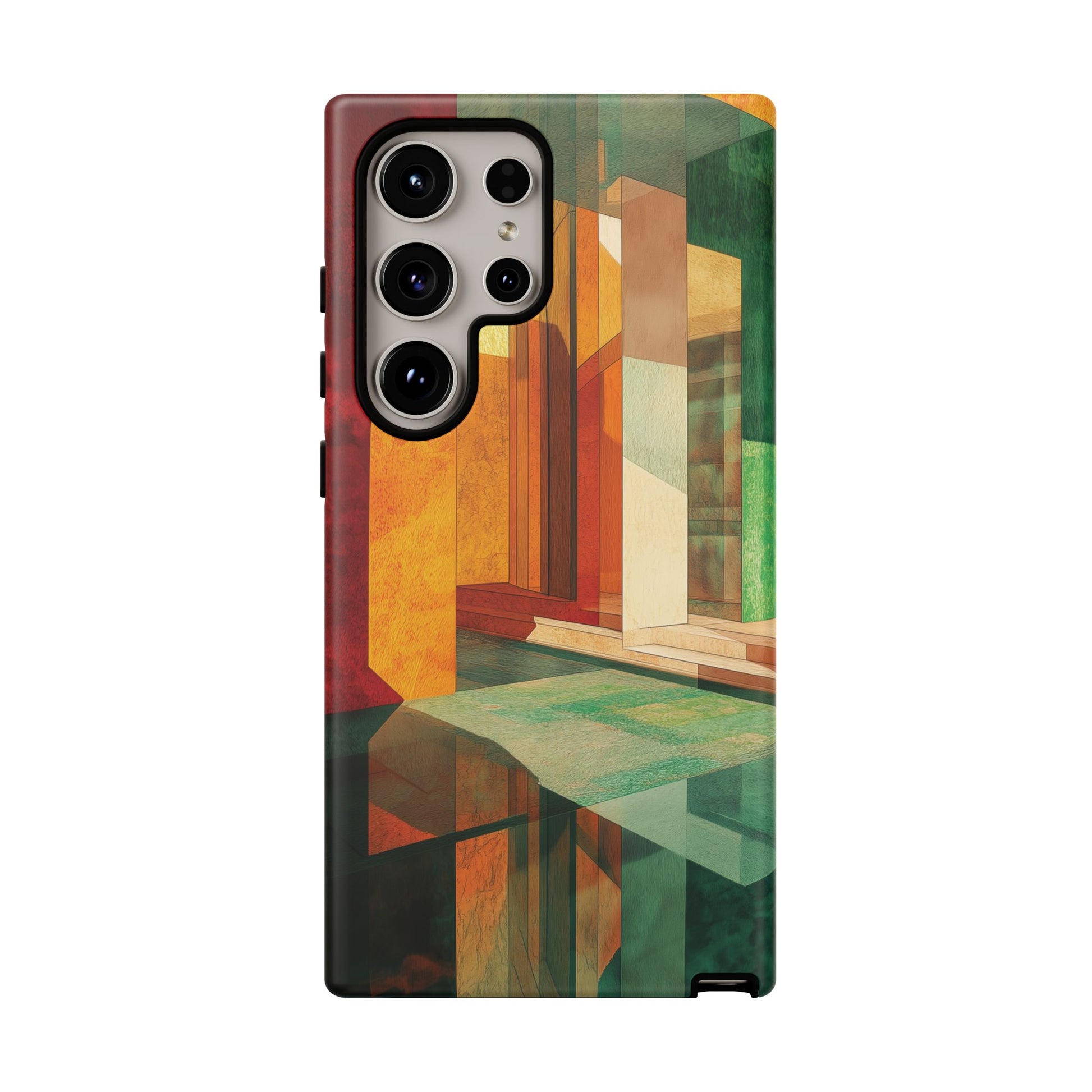Art Deco Frank Lloyd Wright Inspired Usonian Phone Case Geometric Stained Glass Art Deco Marble Gold 13 14 15 16 iPhone Pro Max Galaxy Pixel