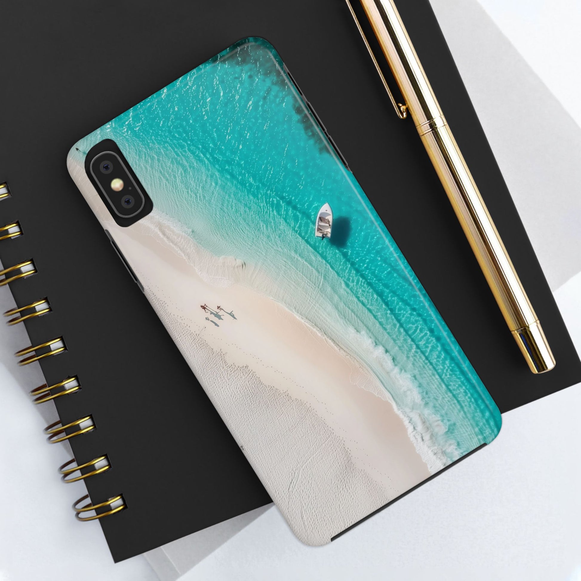 Turquoise Tranquility: Durable iPhone Case with White Sand Beach