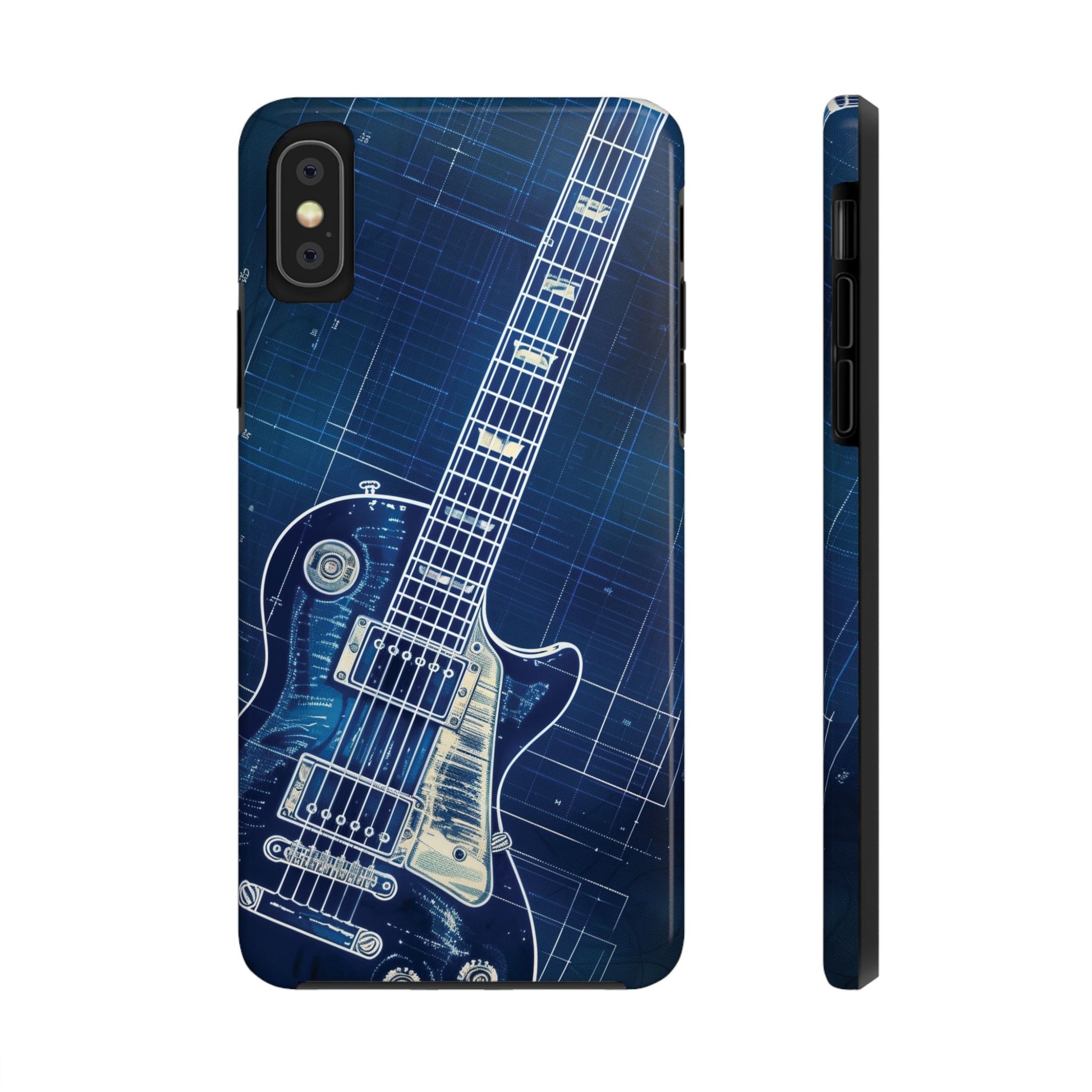 Guitar Phone Case, Guitar Blueprint iPhone Cover, Vintage Guitar Design, Custom iPhone Covers, Rock Music Phone Accessories, Musician Gift