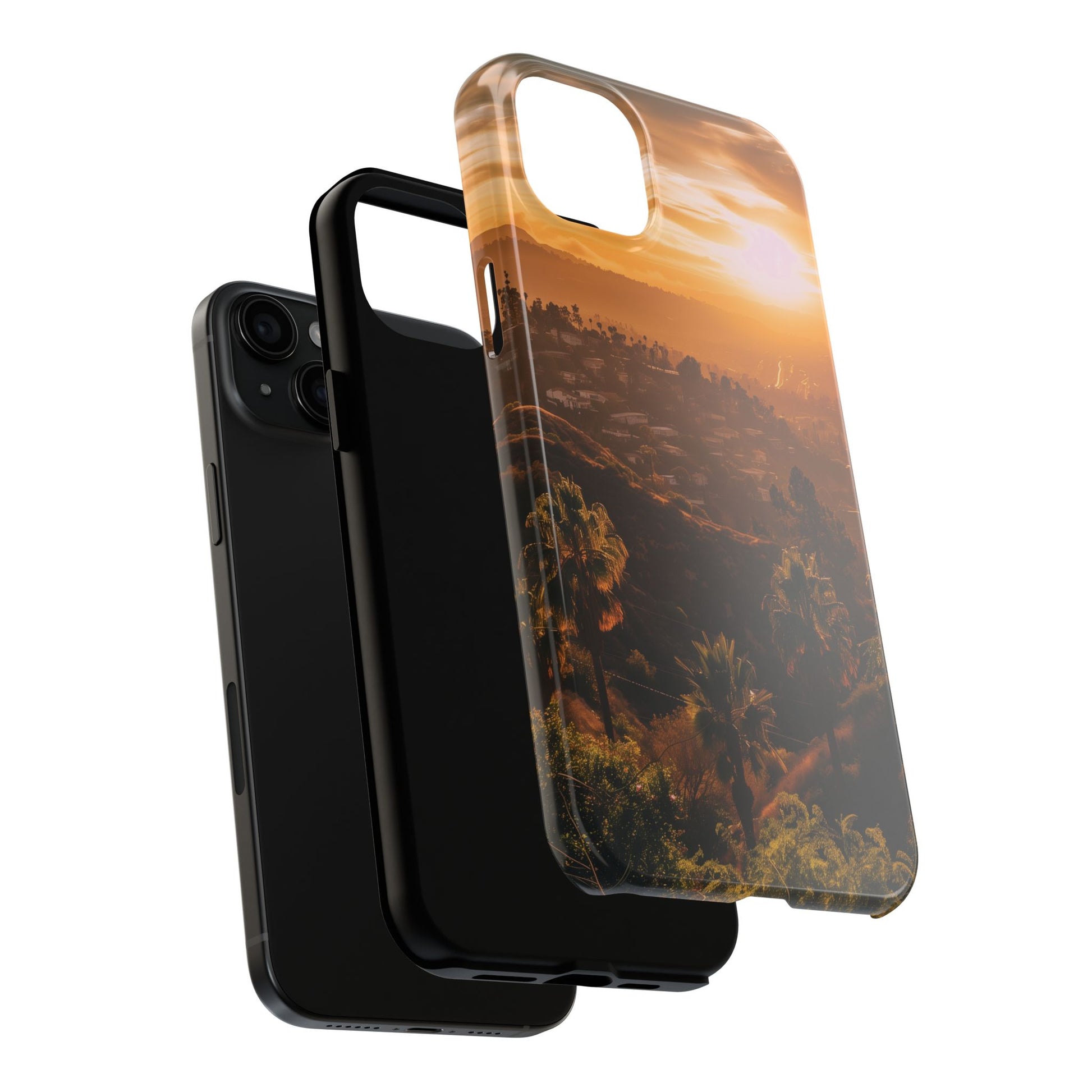 Los Angeles Sunset iPhone Case, Golden Hour Scenic View, Hollywood Hills Sunset Phone Case, Palm Trees Phone Case, iphone 15 pro max case