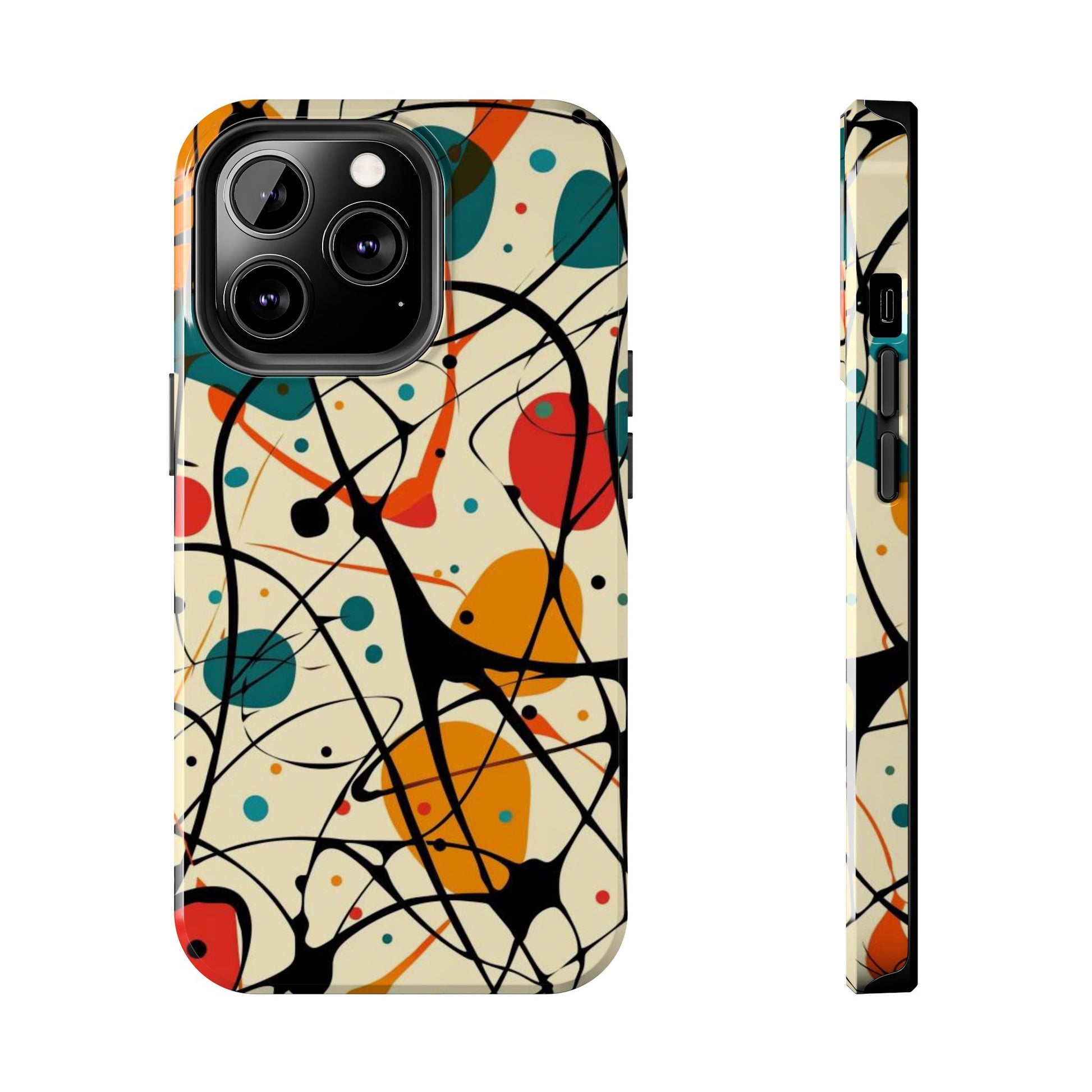 Mid Mod Phone Case,  Colorful Mid Mod Design Durable Phone Case, Vibrant and Stylish iPhone Tough Cover, iphone 15 case, iphone 14 pro max