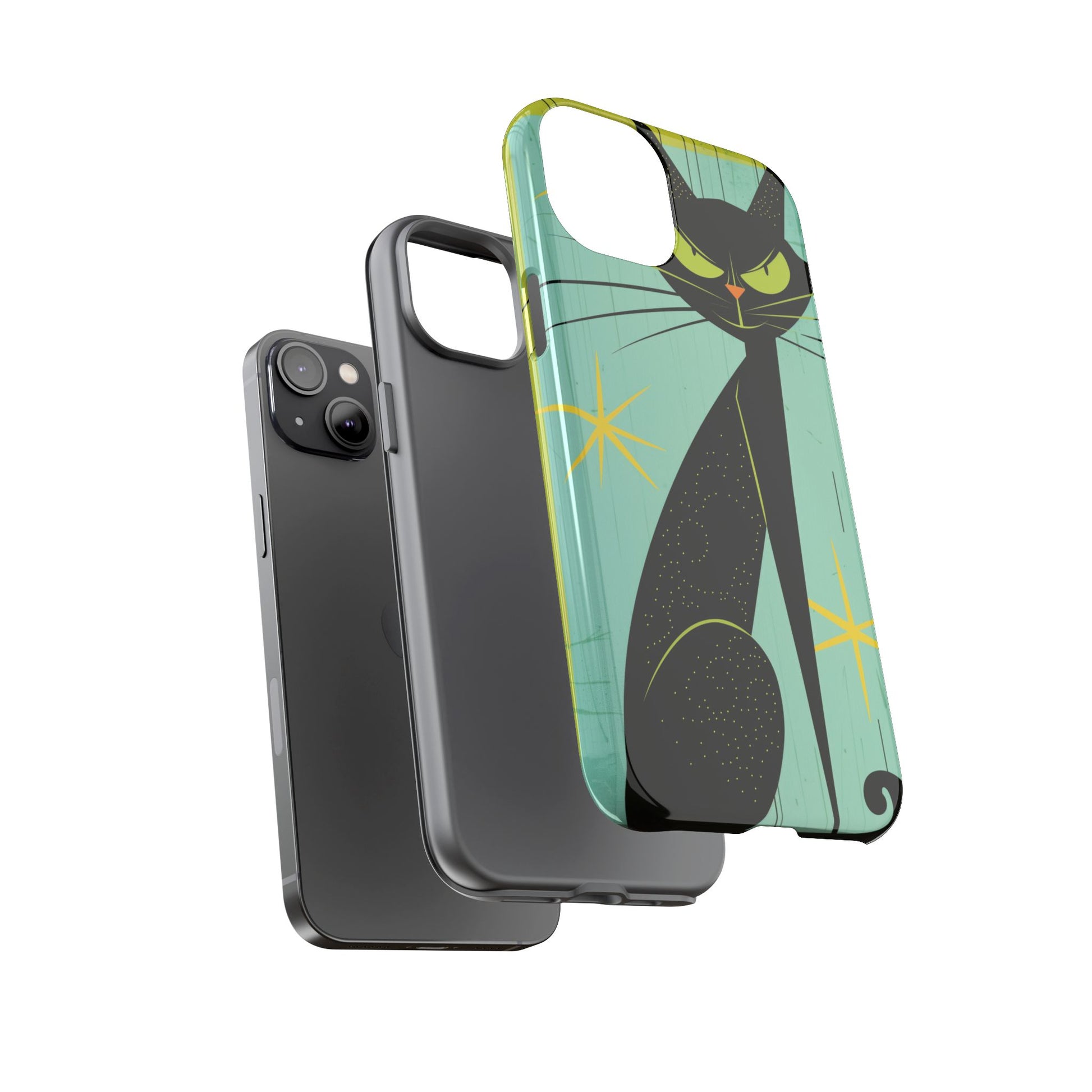 Mid-Century Modern Phone Case, Mid Mod Android Case, Atomic Cats Android Case, Retro Chic Smartphone Cover, Unique Artistic Phone Accessory