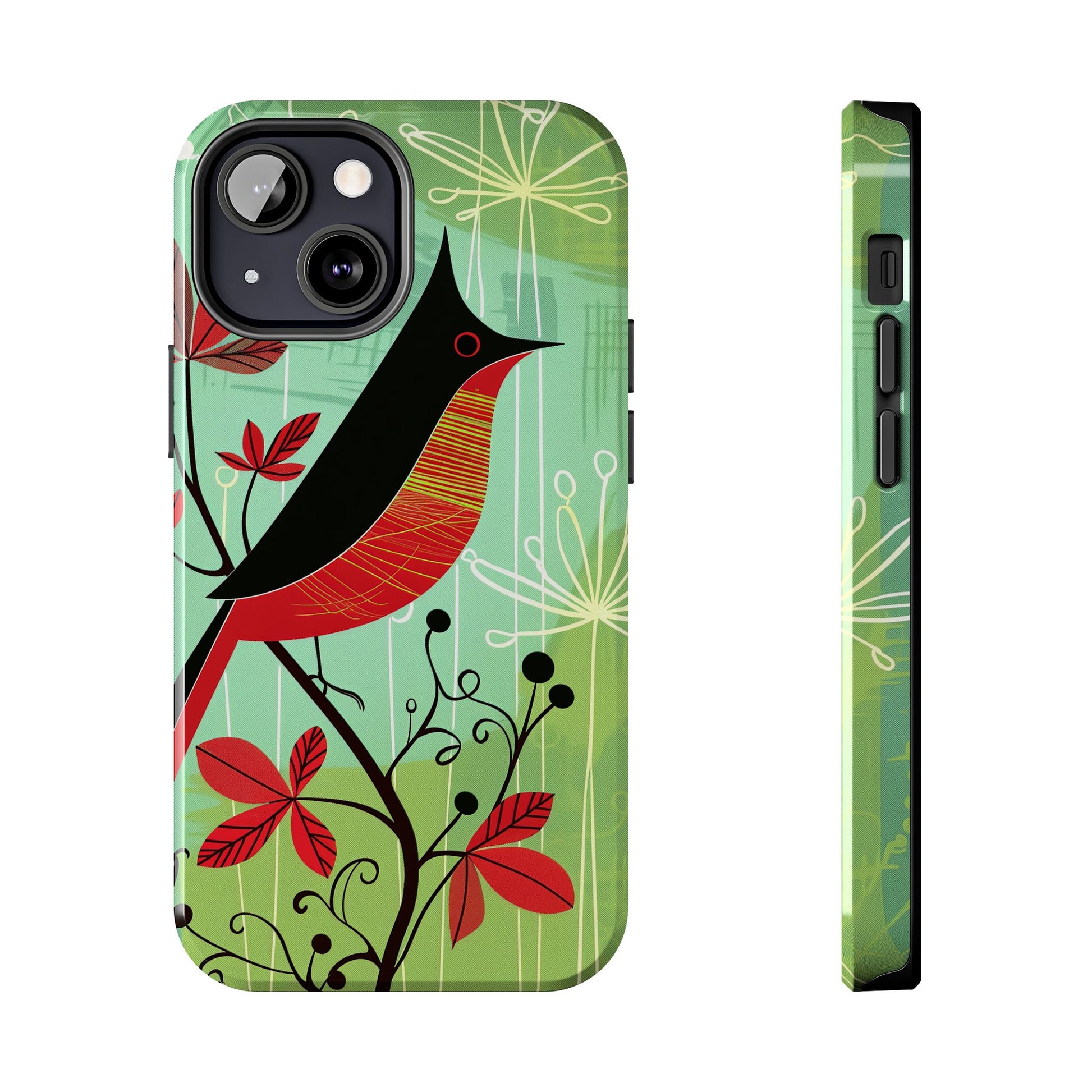 Mid Century Modern Animal Phone Case, Atomic Birds, Bird Iphone Case,Earth Tone Colors, Retro Style Smartphone Cover, iphone 14 Case, Apple