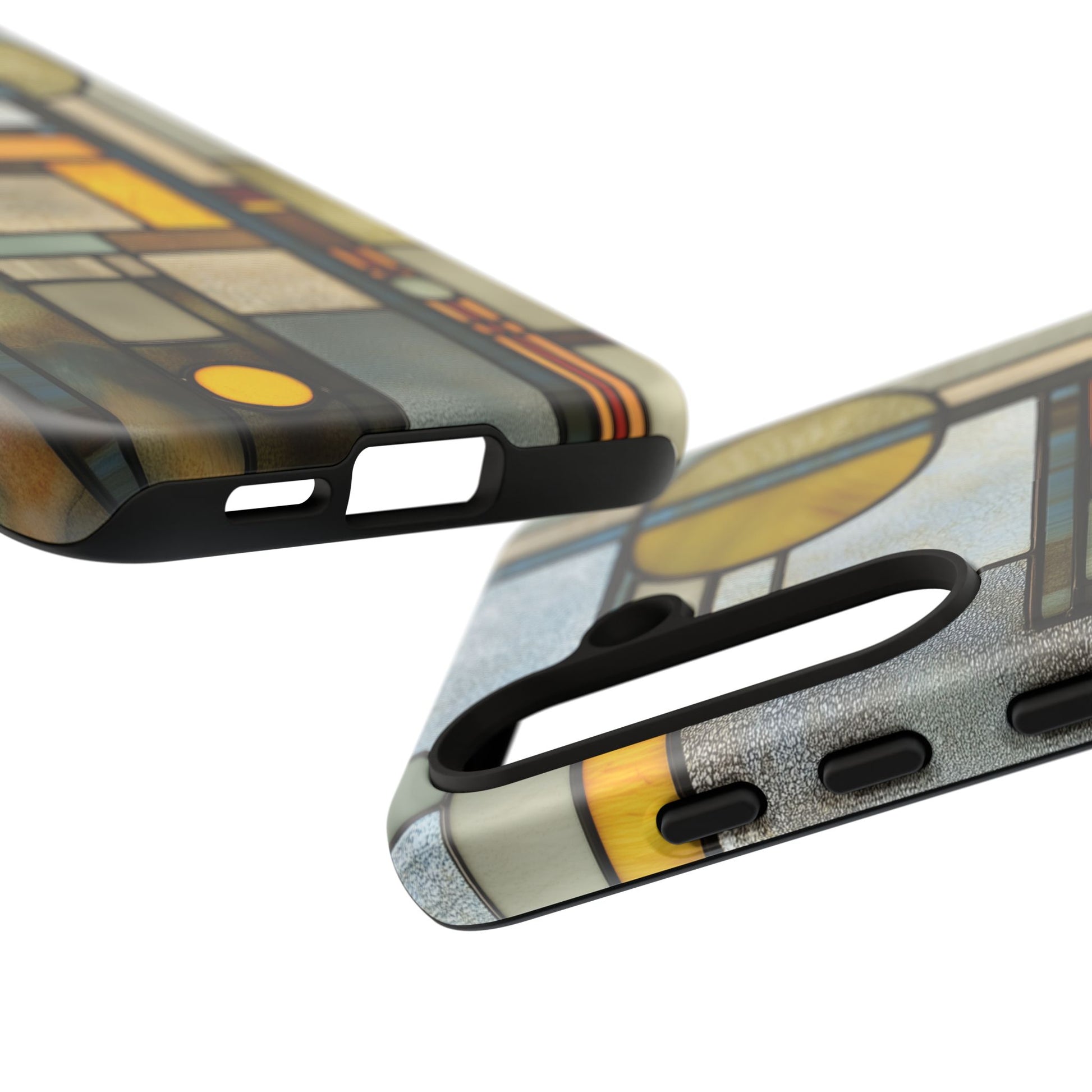 Green Art Deco Stained Glass Phone Case Frank Lloyd Wright Cottage Core Usonian Prairie Style Geometric Stylish  iPhone 14 15 16 Pro