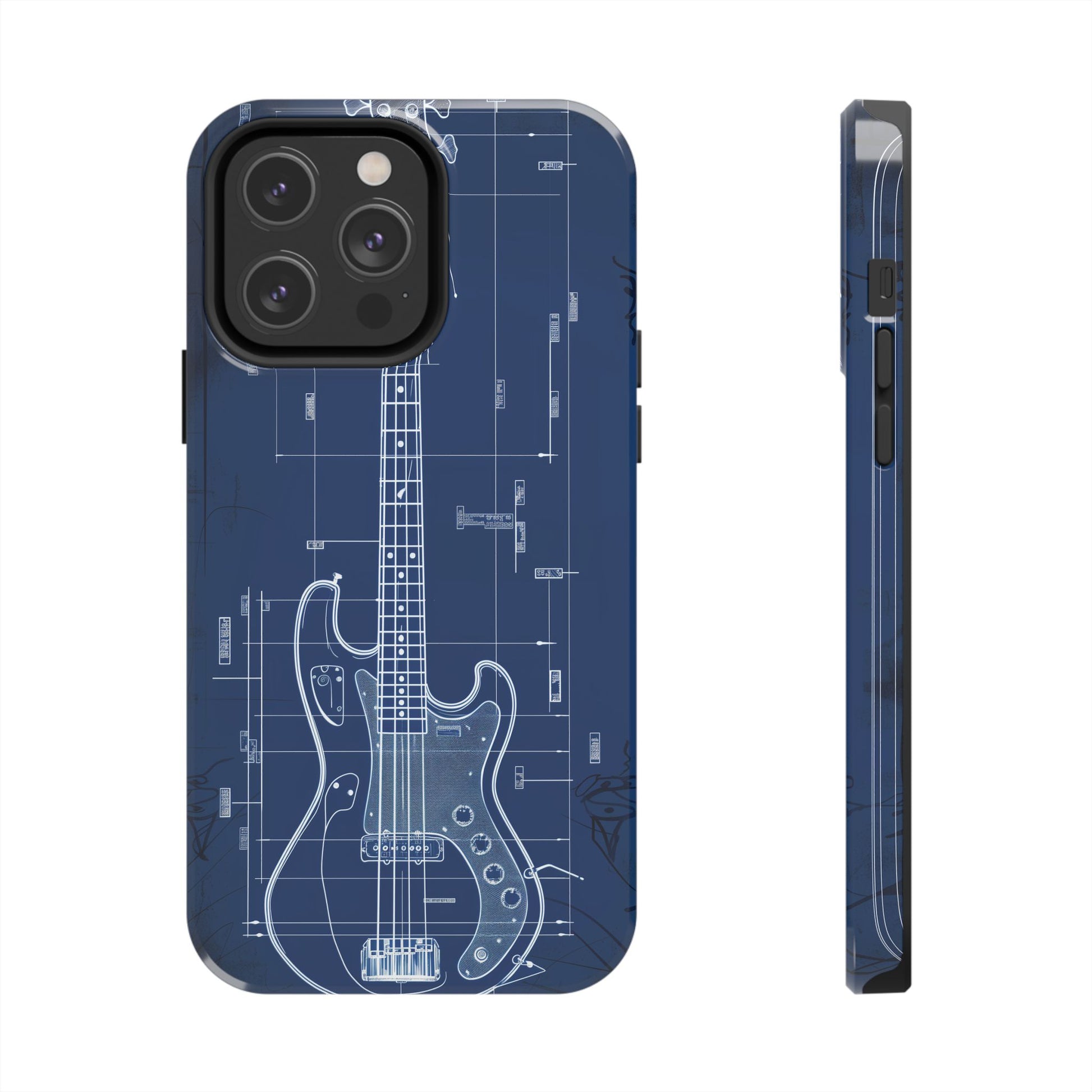 Guitar Phone Case Blueprint Schematic Vintage Custom Design Fender Gibson Rickenbacker Custom Rock Music Phone Accessories Musician Gift
