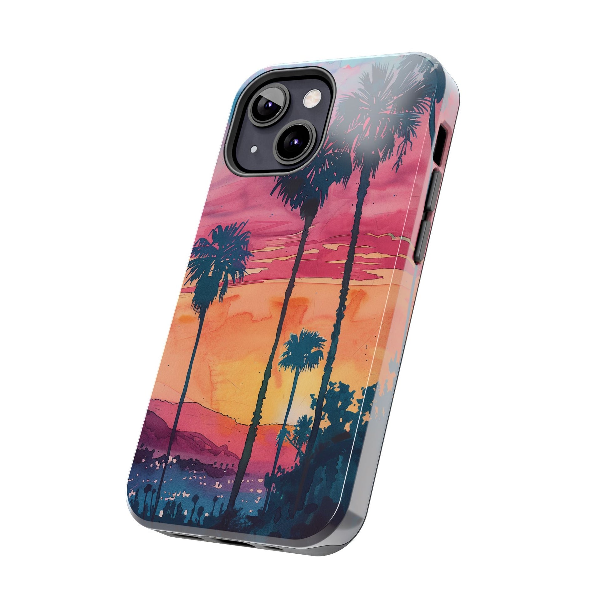 Los Angeles Sunset iPhone Case, Golden Hour Scenic View, Hollywood Hills Sunset Phone Case, Palm Trees Phone Case, iphone 15 pro max case