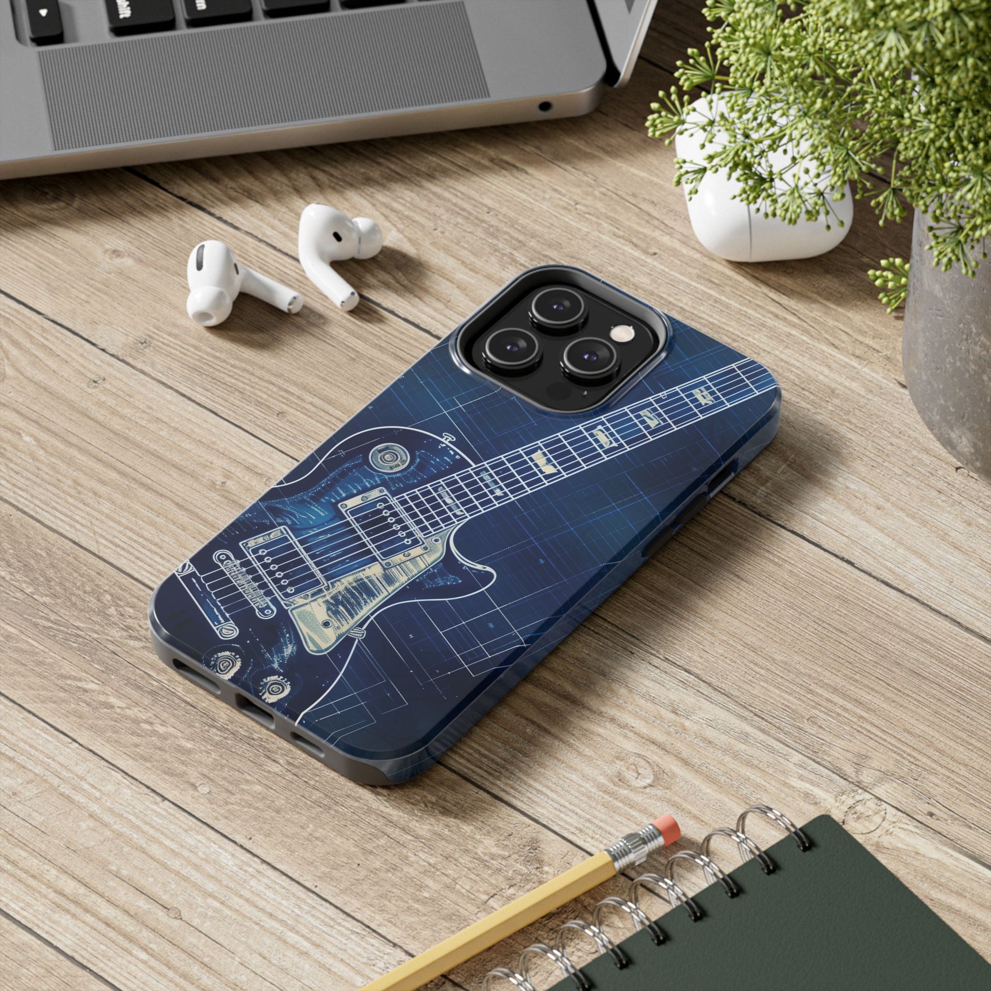 Guitar Phone Case, Guitar Blueprint iPhone Cover, Vintage Guitar Design, Custom iPhone Covers, Rock Music Phone Accessories, Musician Gift