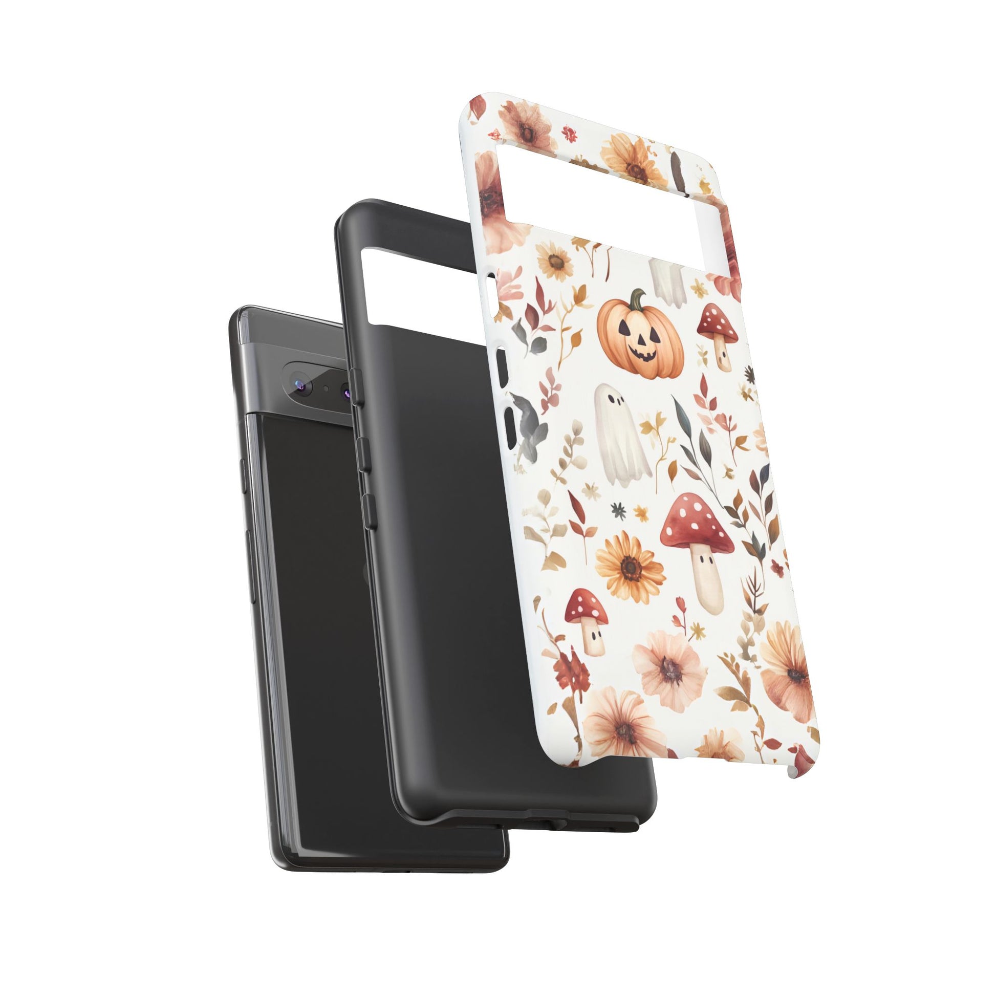 Cottagecore Fall Floral Phone Case for iPhone Samsung Pixel Autumn Pumpkin Tough Case iPhone 16 15 14 13 Pro Max
