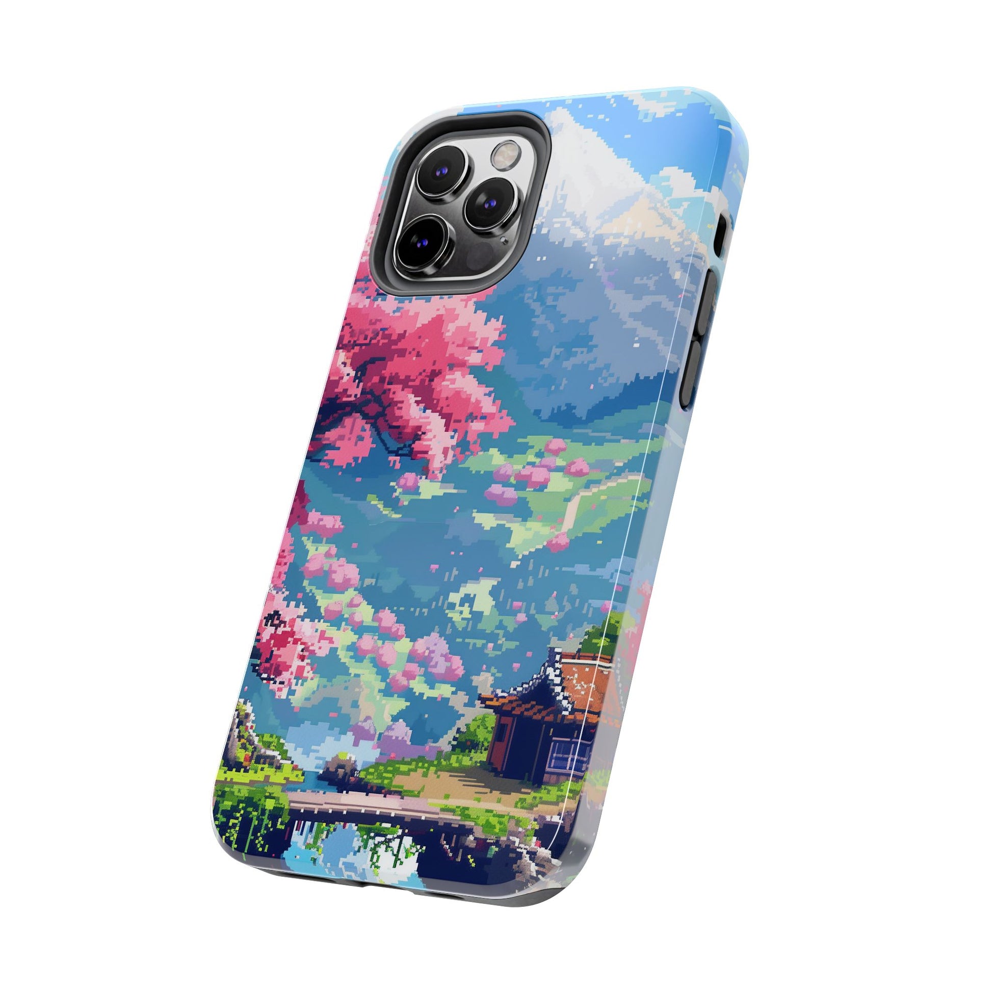 Pixel Art Video Game Landscapes Phone Case, Retro Gaming Pixelated Design, Geeky Gamer Phone Cover, Unique Video Game Art Accessories