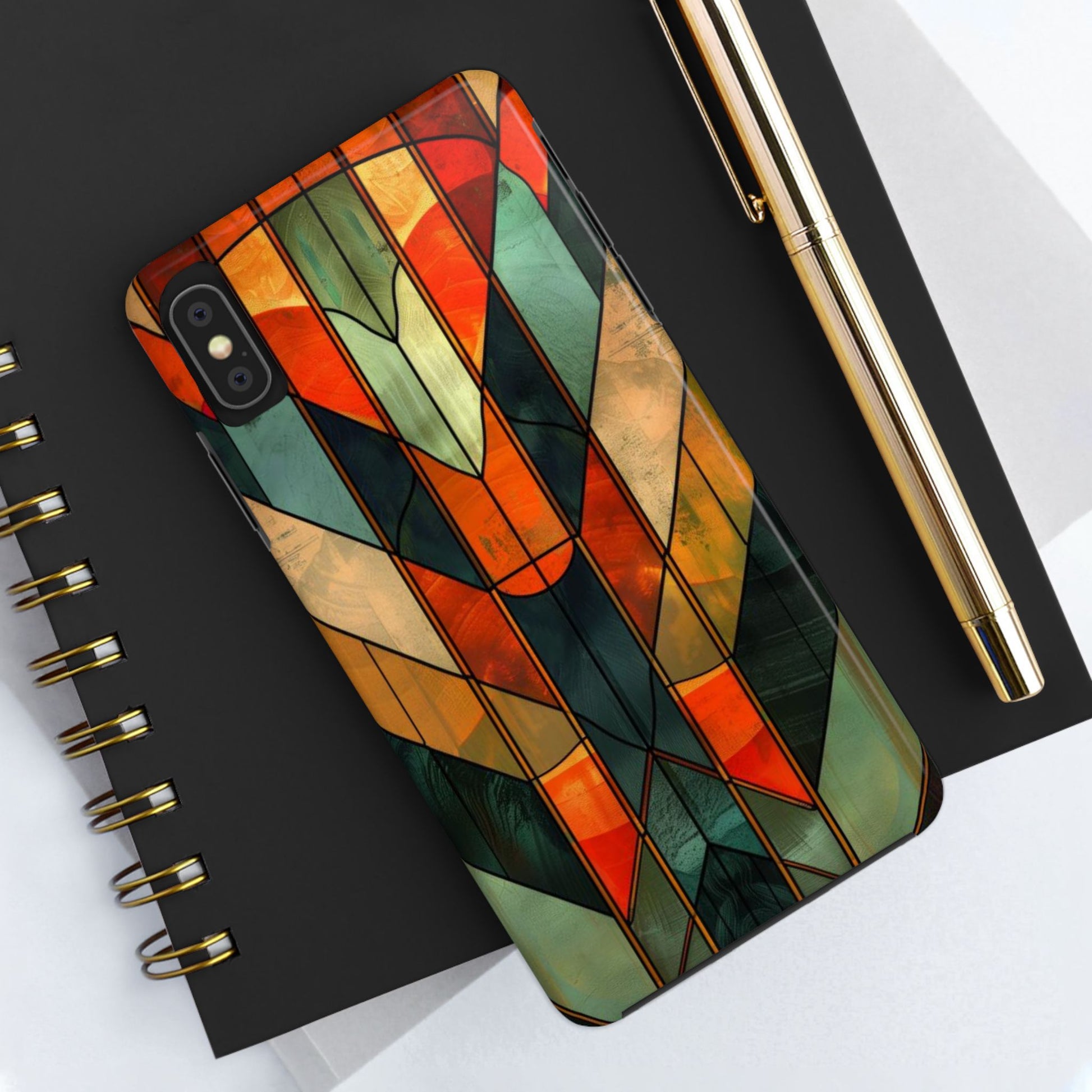 Noir Art Deco Colorful Stained Glass - Durable Dual Layer Iphone Case - Architect Phone Case